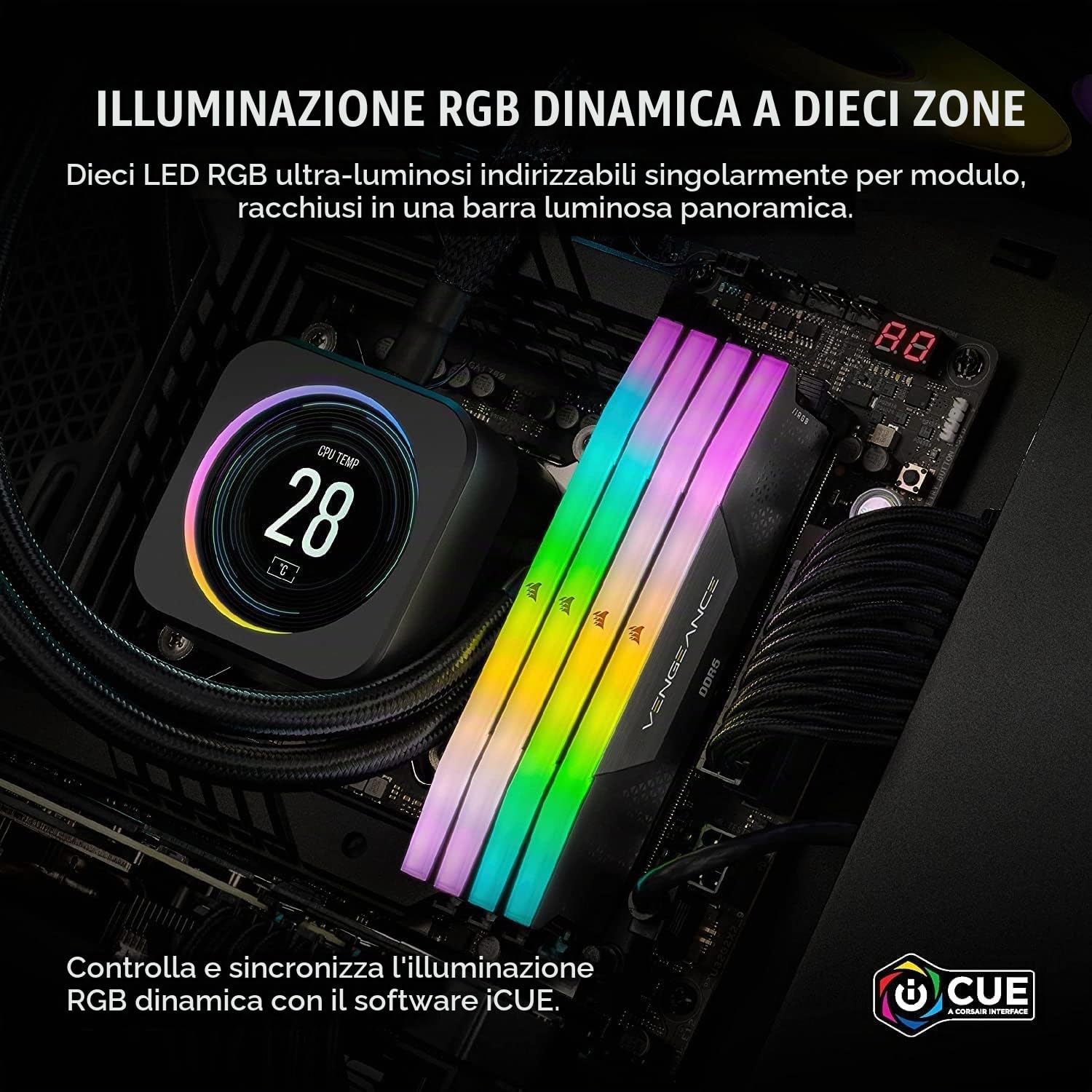 corsair-vengeance-rgb-ddr5-64gb-2x32gb-6600mhz-cl32-nero-intel-xmp-3-0 image 4