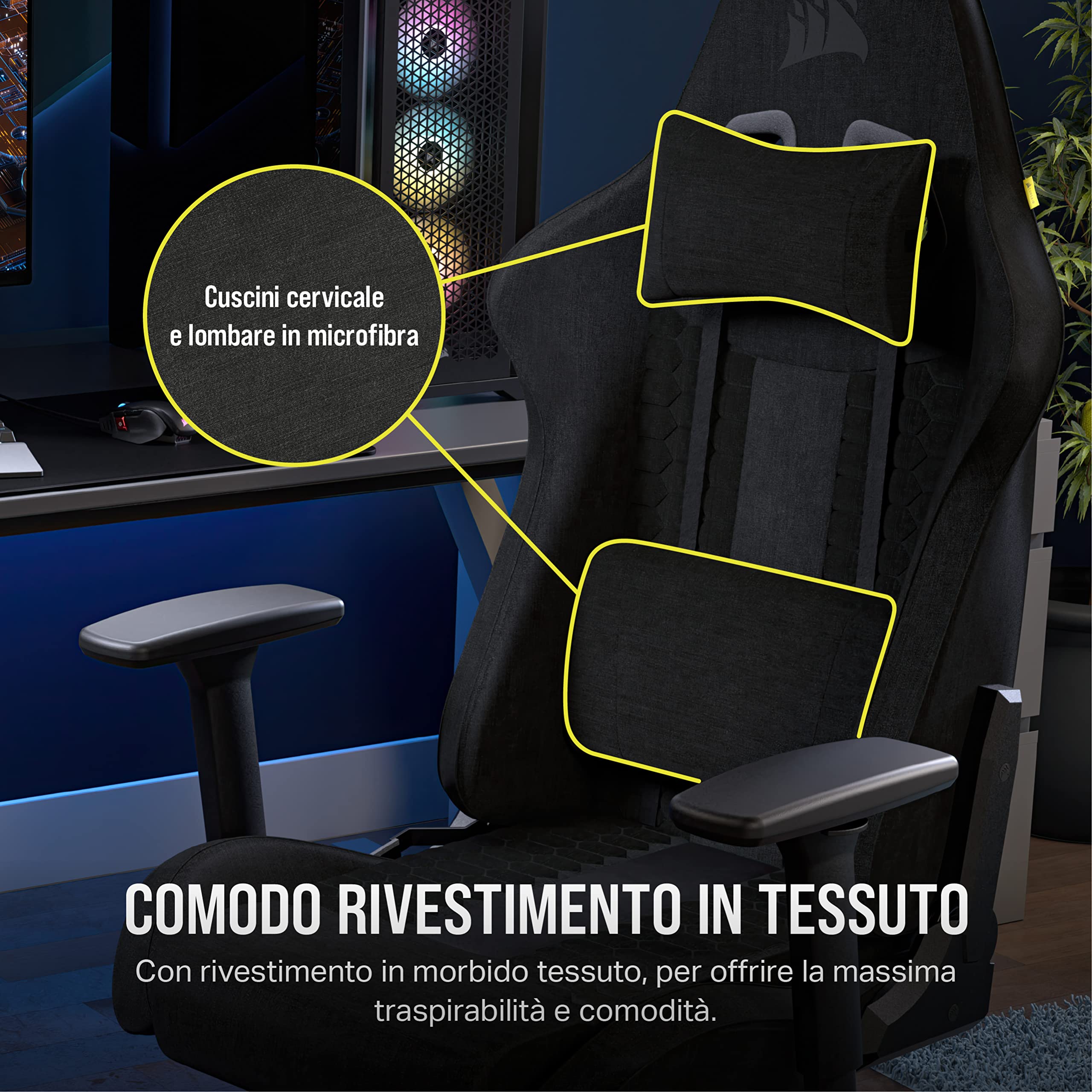corsair-tc100-relaxed-sedia-gaming-in-tessuto-nero-memory-foam image 5