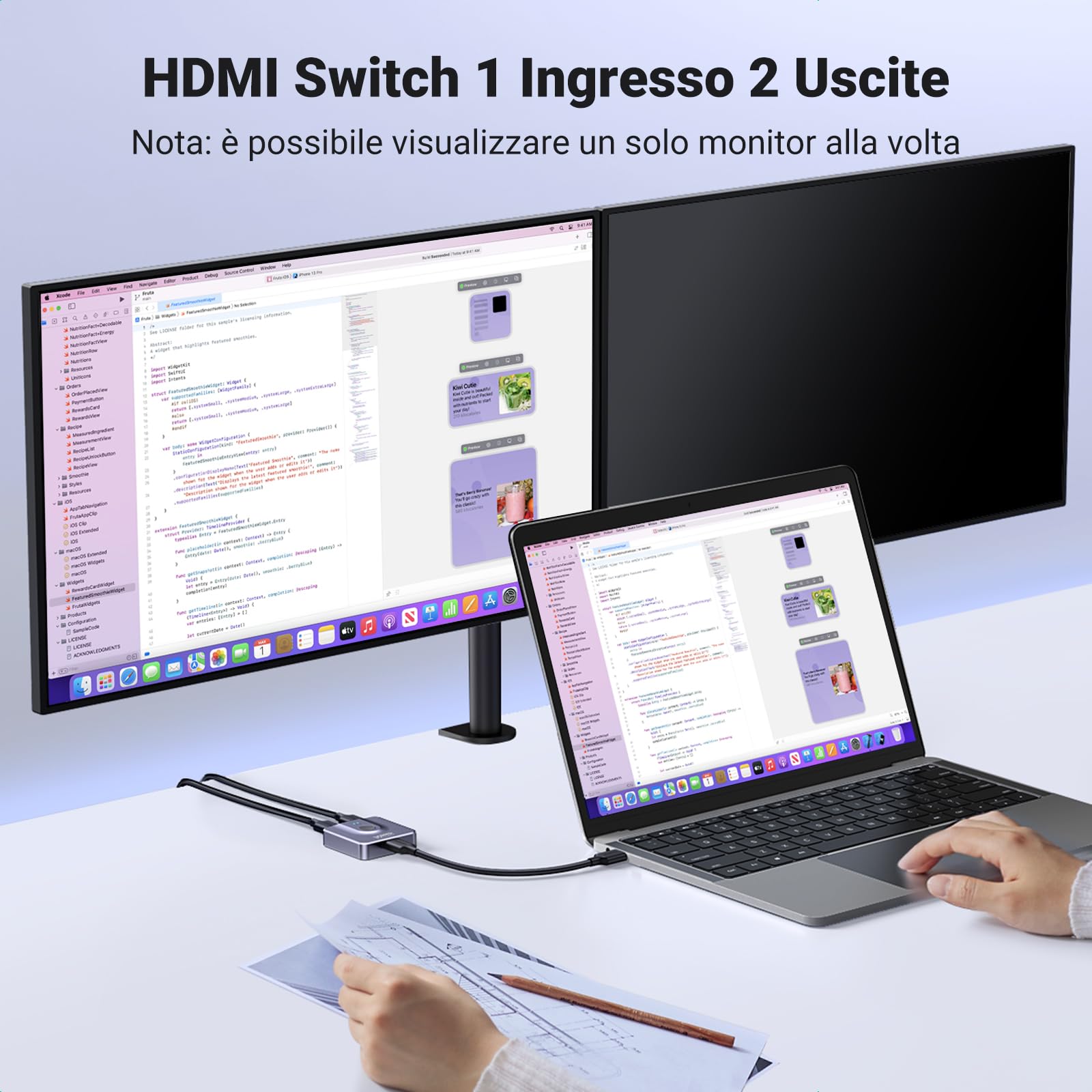 ugreen-switch-hdmi-2-0-4k-60hz-bidirezionale-2-in-1-out-1-in-2-out-grigio image 3
