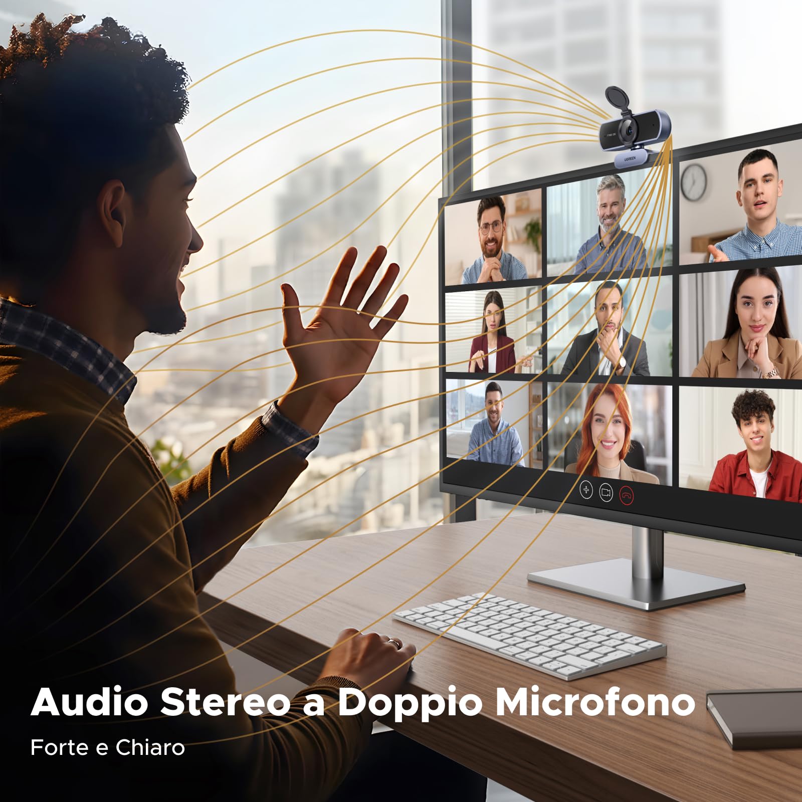 ugreen-webcam-2k-30fps-con-doppio-microfono-webcam-usb-plug-play-grigio image 4