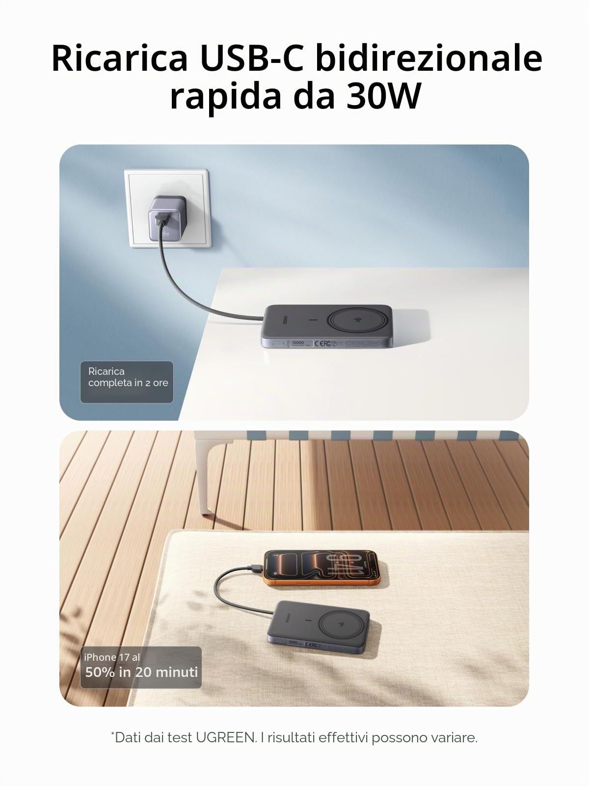 ugreen-magflow-air-power-bank-magnetica-qi2-15w-10000mah-pd-30w-grigio image 3