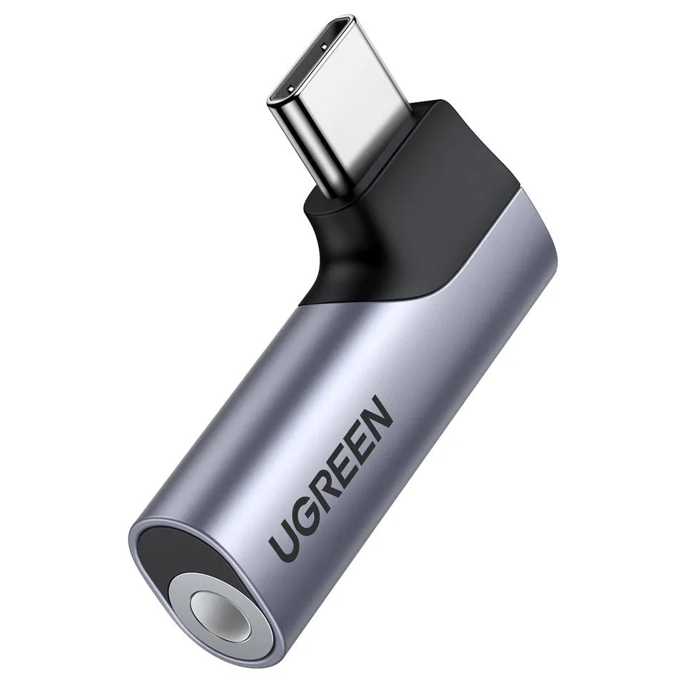 ugreen-adattatore-usb-c-a-jack-3-5mm-90-gradi-grigio-con-dac image 1