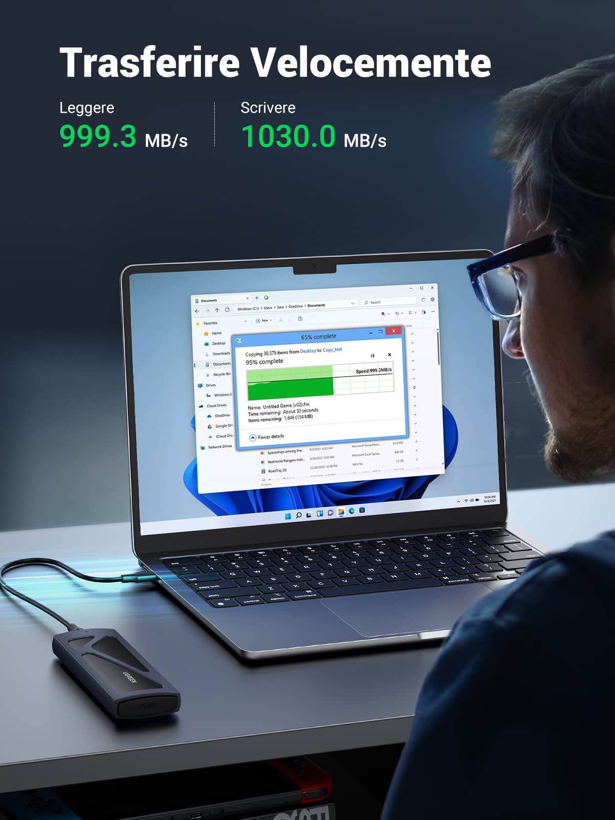 ugreen-case-ssd-m-2-nvme-pcie-usb-c-3-2-gen2-10gbps-2tb-installazione-senza-attr image 3