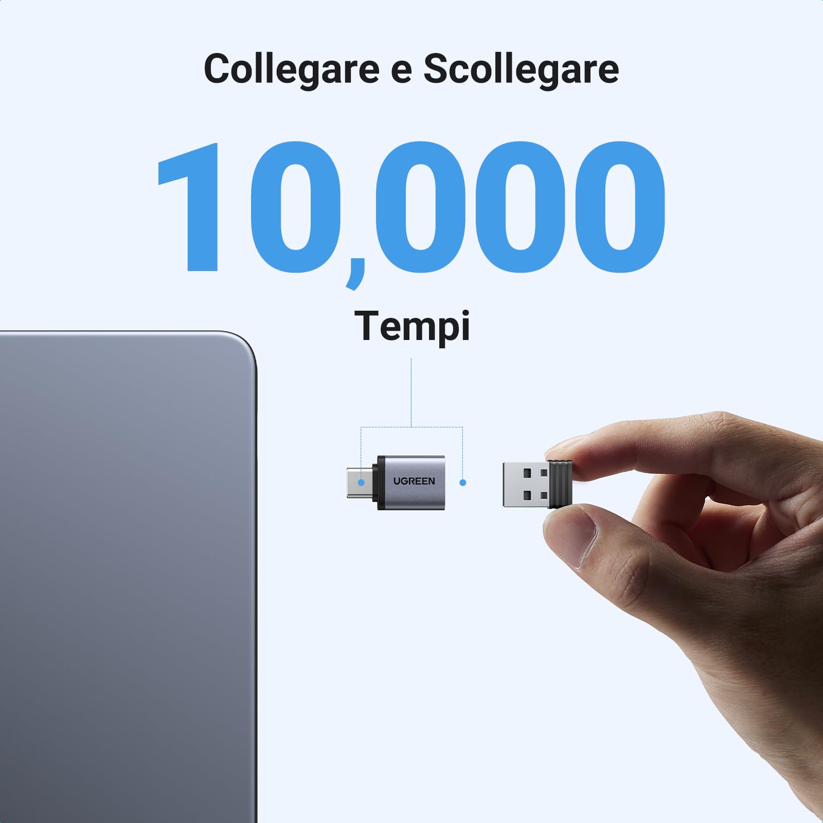 ugreen-adattatore-usb-c-maschio-a-usb-a-femmina-3-0-5gbps-confezione-da-2-grigio image 5