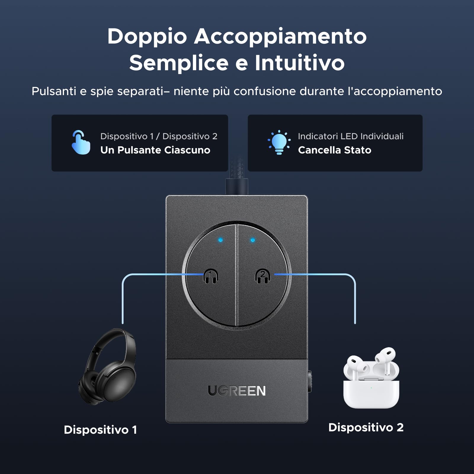 ugreen-trasmettitore-bluetooth-5-4-per-tv-e-aereo-jack-3-5mm-doppio-collegamento image 3