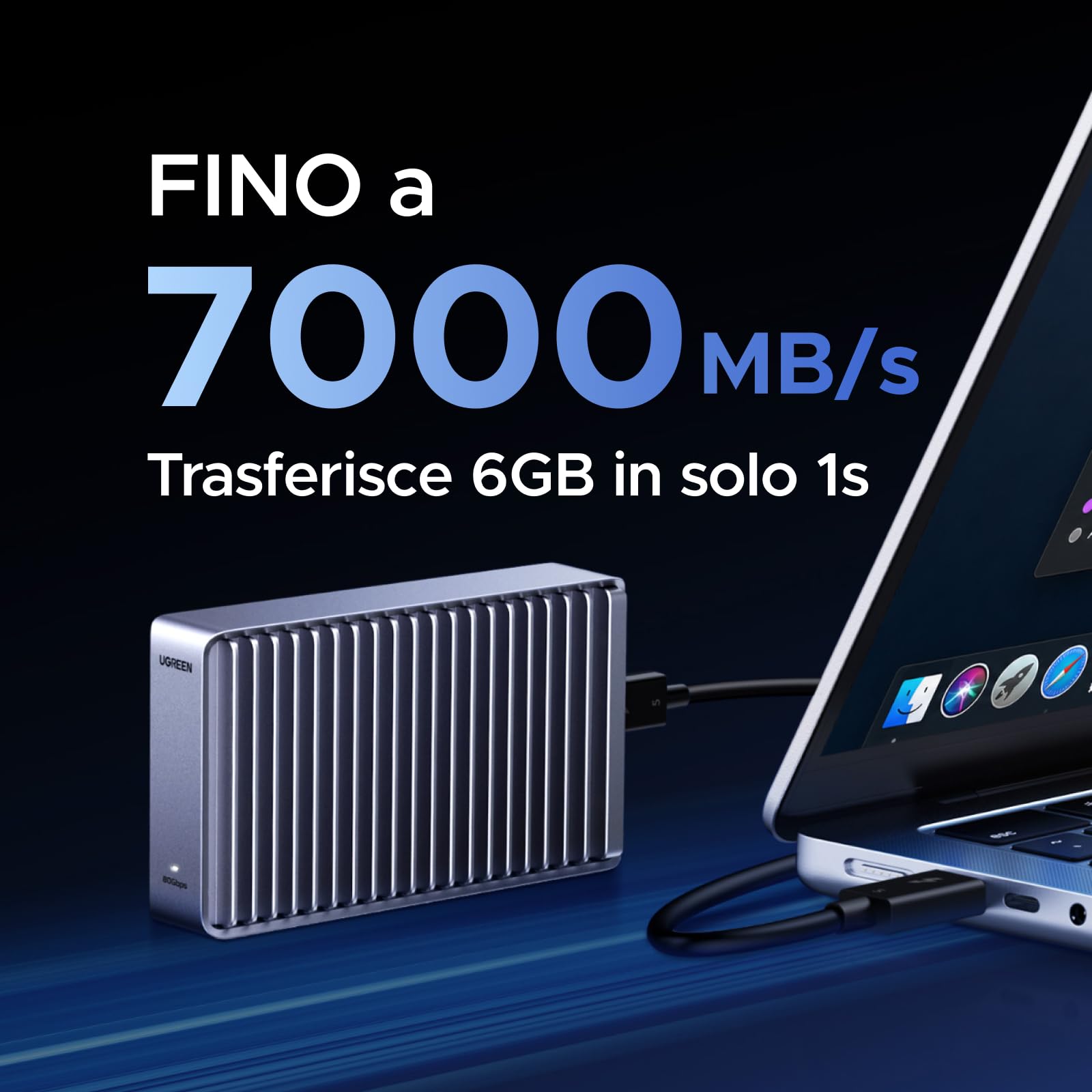 ugreen-case-per-ssd-m-2-nvme-80-gbps-thunderbolt-5-4-con-dissipatore-in-allumini image 2