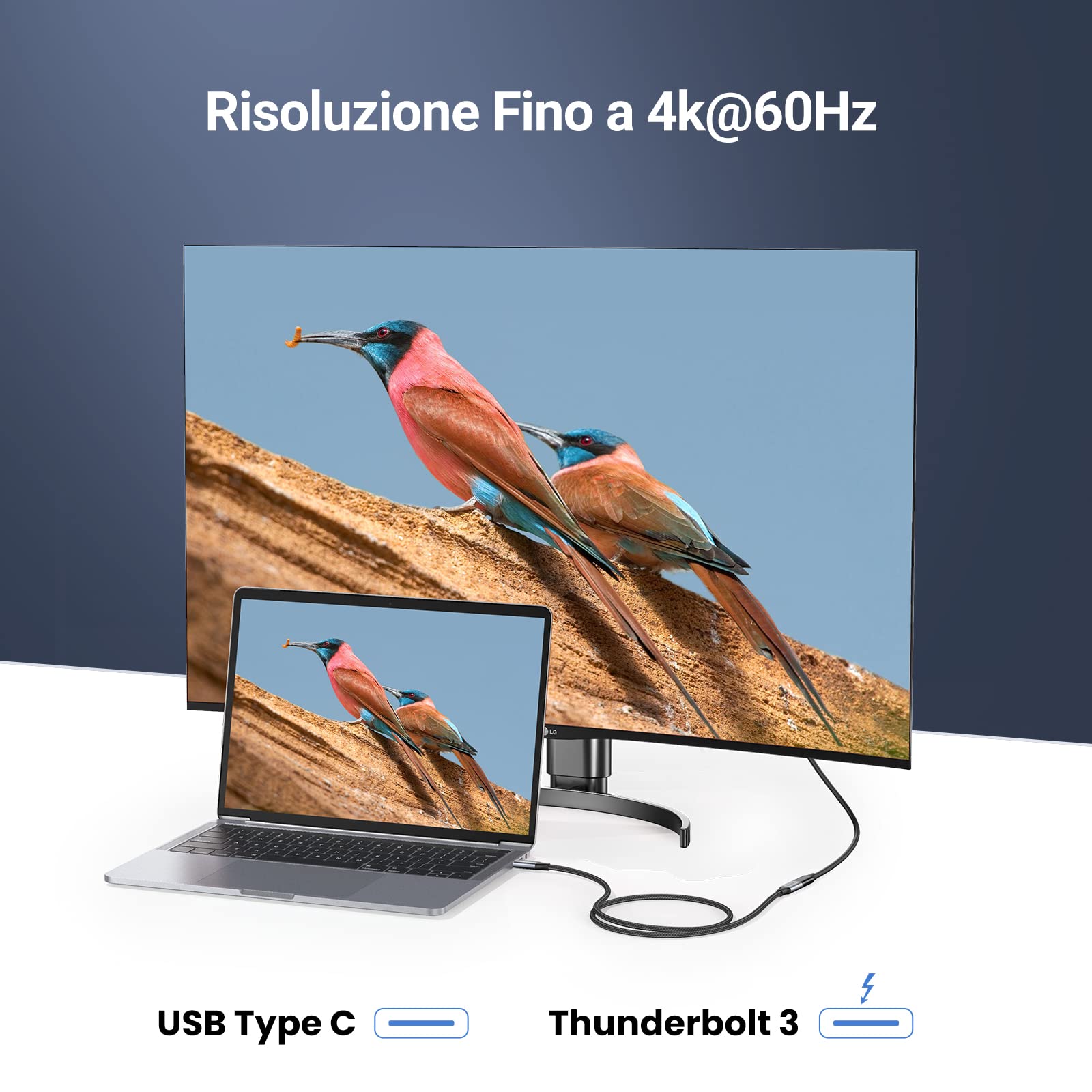 ugreen-nexode-cavo-prolunga-usb-c-a-usb-c-4k-60hz-10gbps-100w-0-5m-grigio image 4