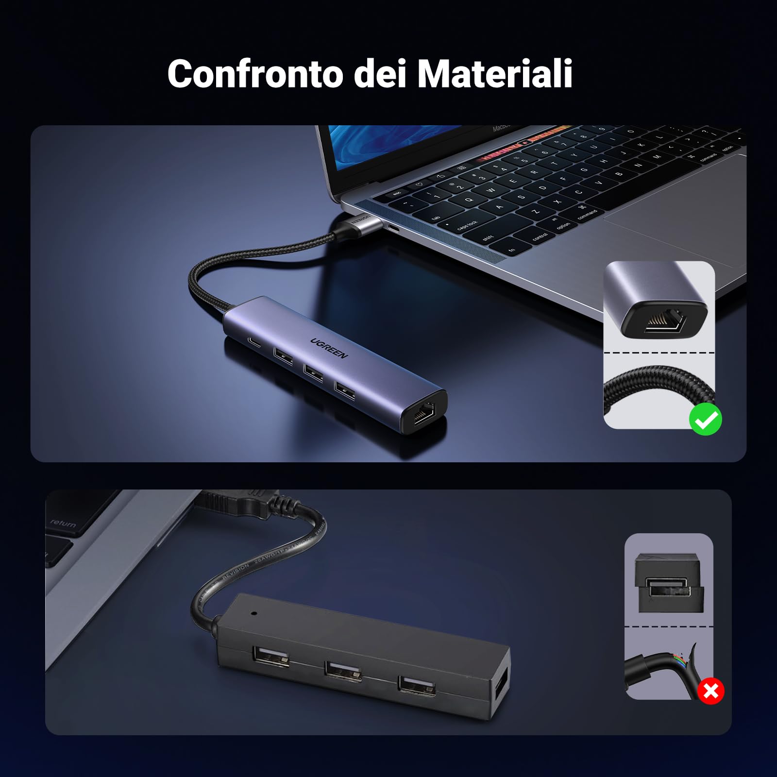 ugreen-hub-usb-3-0-ethernet-rj45-gigabit-5-in-1-in-alluminio image 5