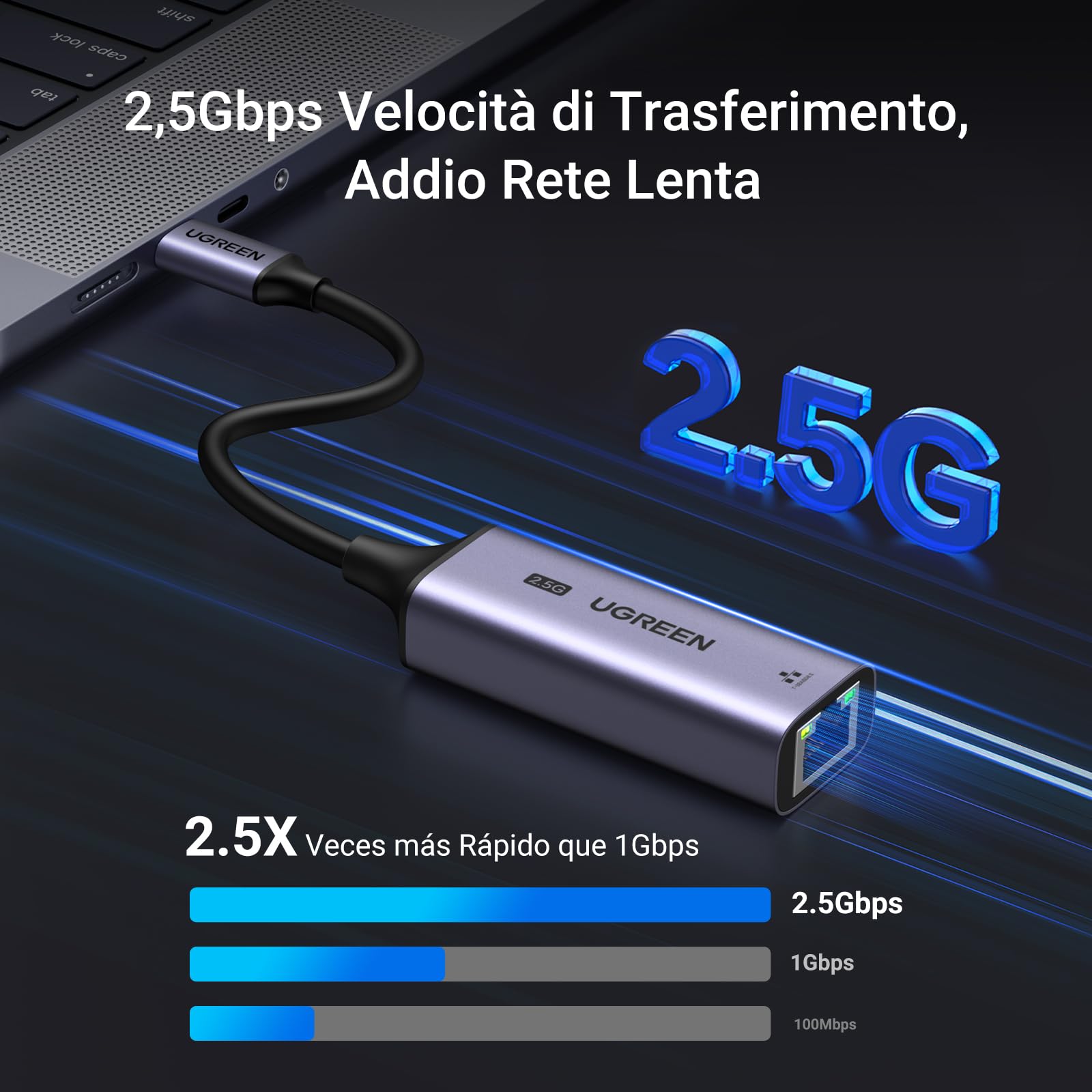 ugreen-adattatore-ethernet-usb-c-2-5g-rj45-in-alluminio image 2