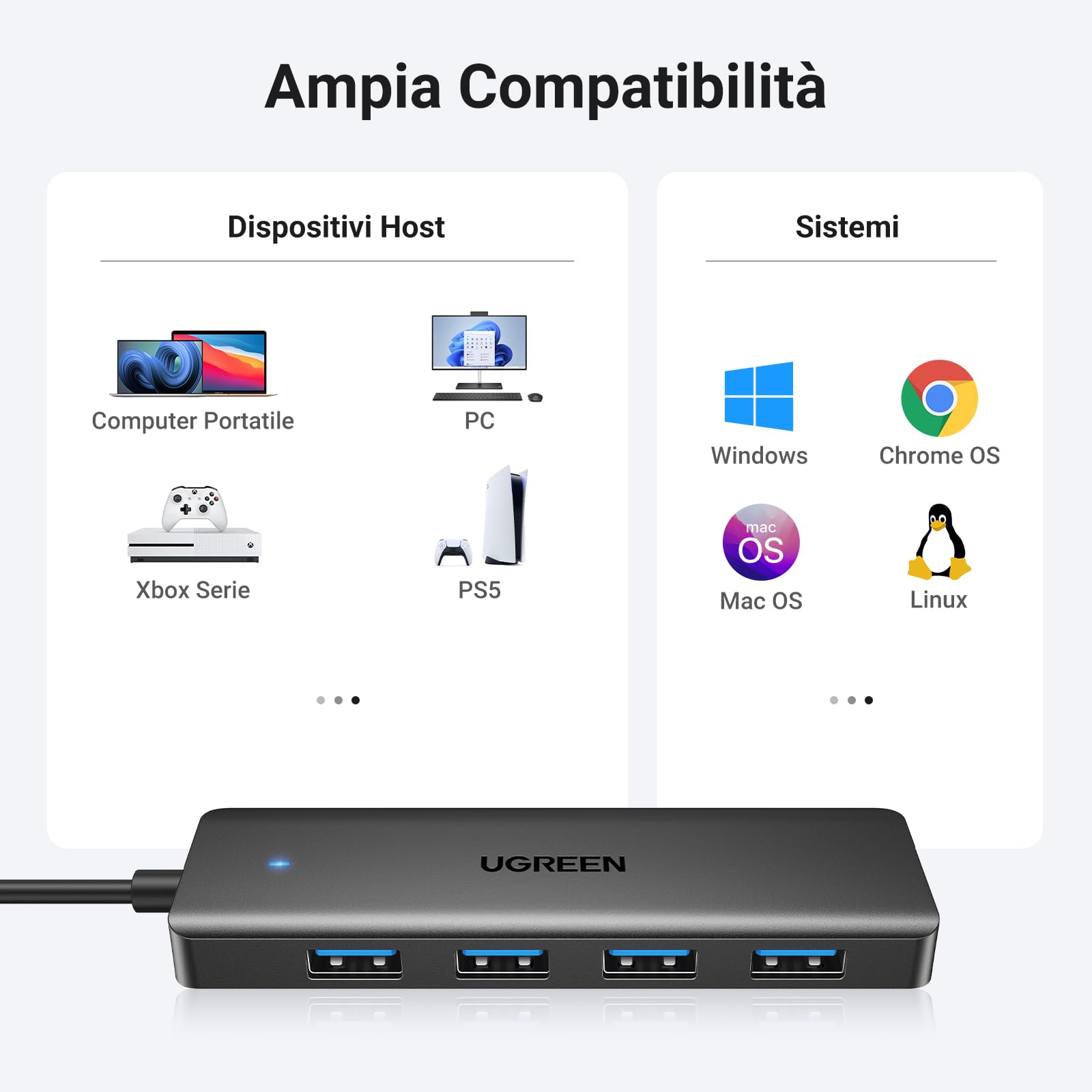 ugreen-hub-usb-3-0-4-porte-5gbps-cavo-15cm image 5