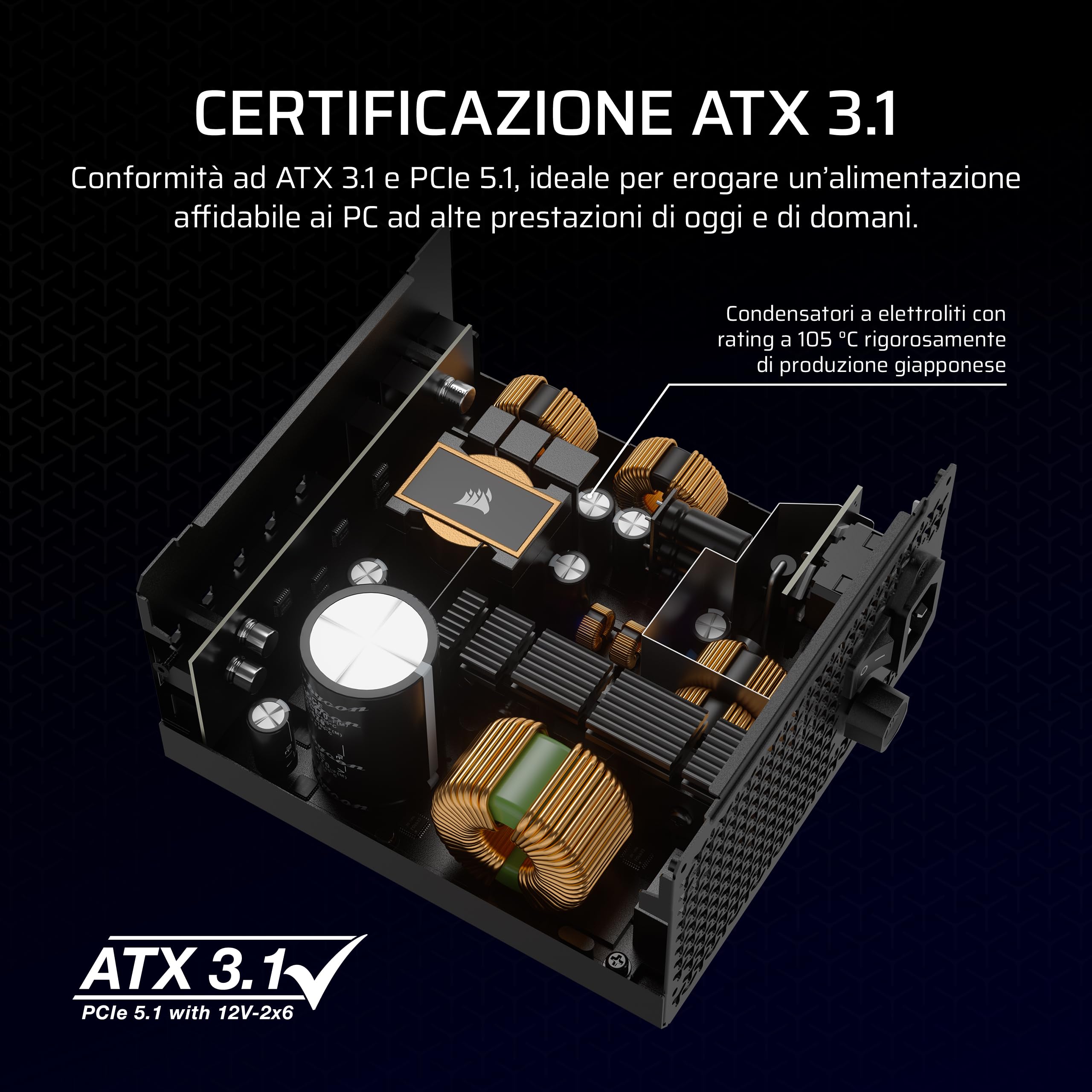 corsair-rm850x-alimentatore-atx-850w-modulare-atx-3-1-pcie-5-1-nero image 4