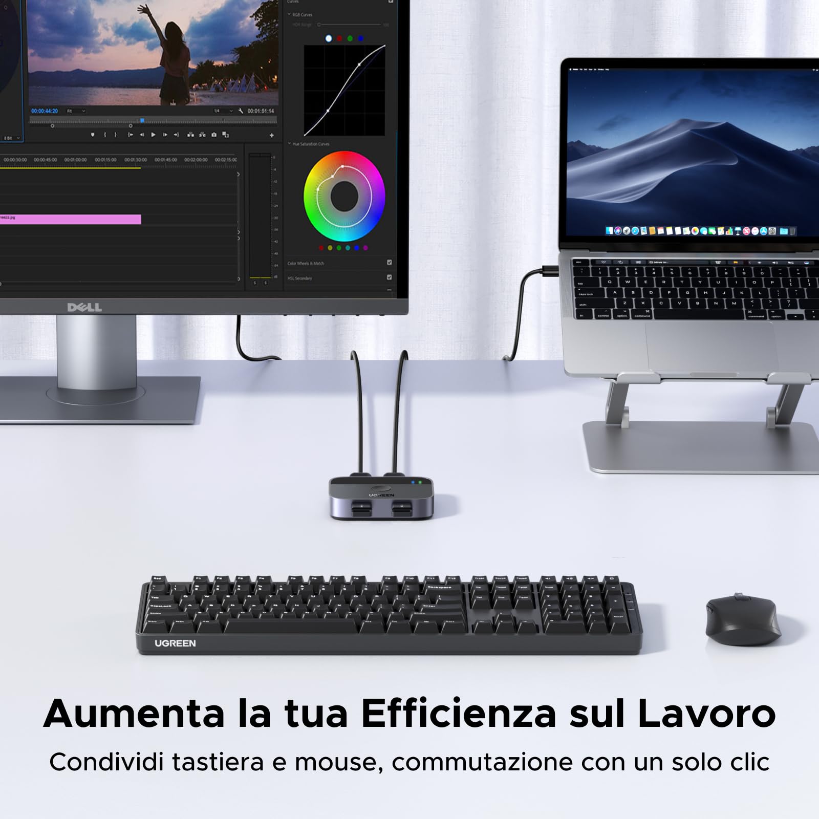 ugreen-switch-usb-3-0-kvm-2x2-per-due-pc-5gbps-alluminio-con-cavi image 4