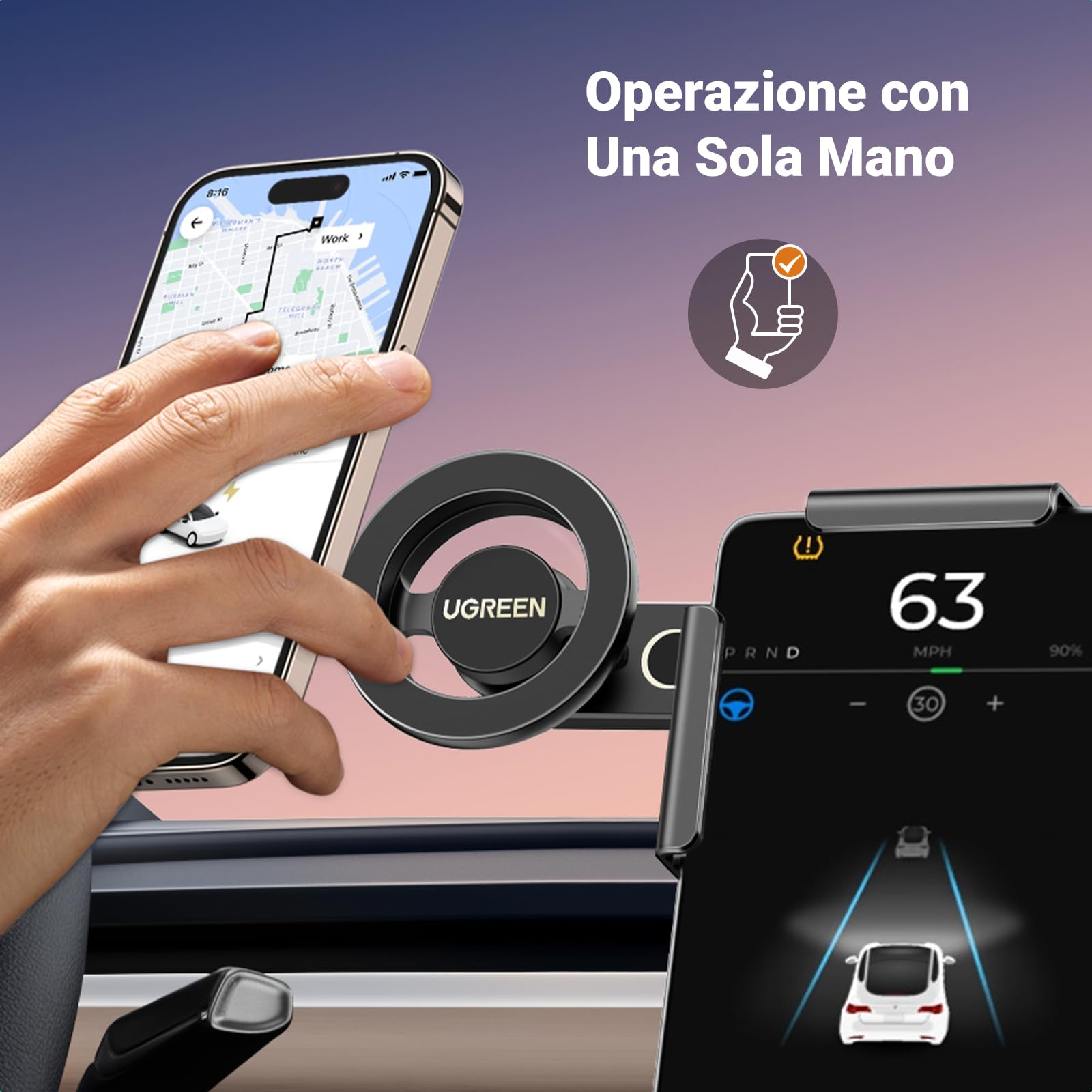 ugreen-supporto-telefono-auto-magnetico-magsafe-per-schermo-tesla-model-3-y-nero image 4