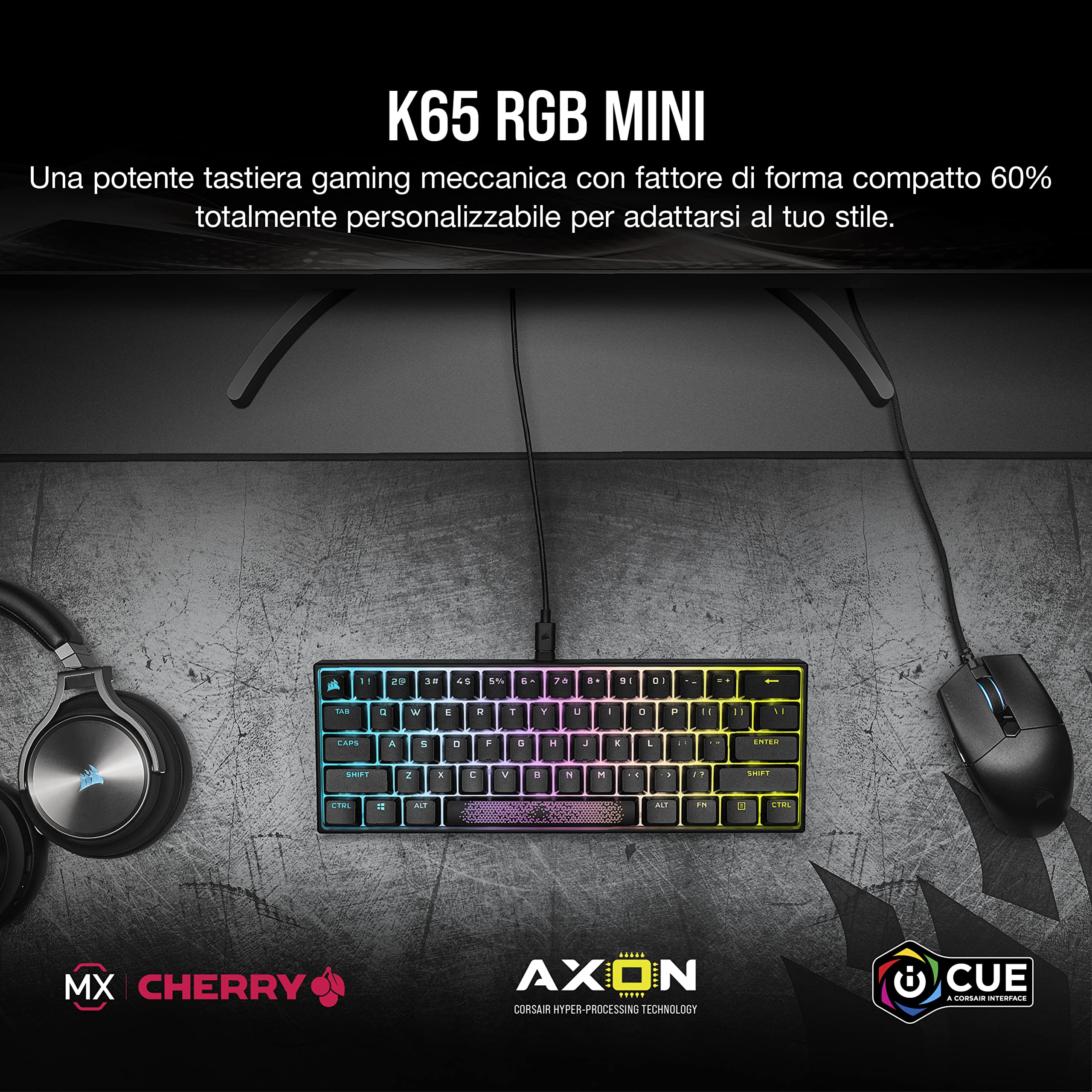 corsair-k65-rgb-mini-60-tastiera-meccanica-gaming-cherry-mx-red-qwerty-it-nero image 2