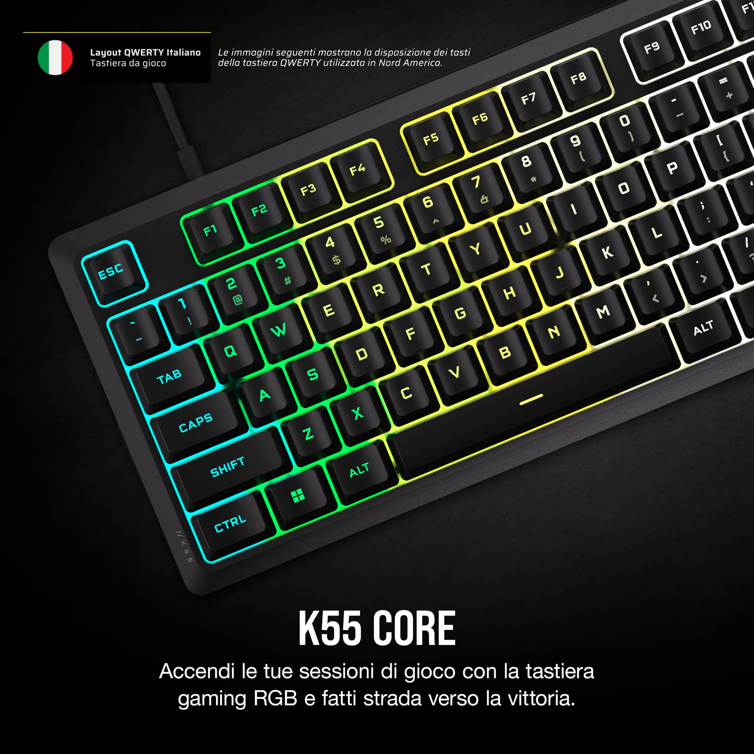 corsair-k55-core-rgb-tastiera-gaming-a-membrana-qwerty-it-nero image 2