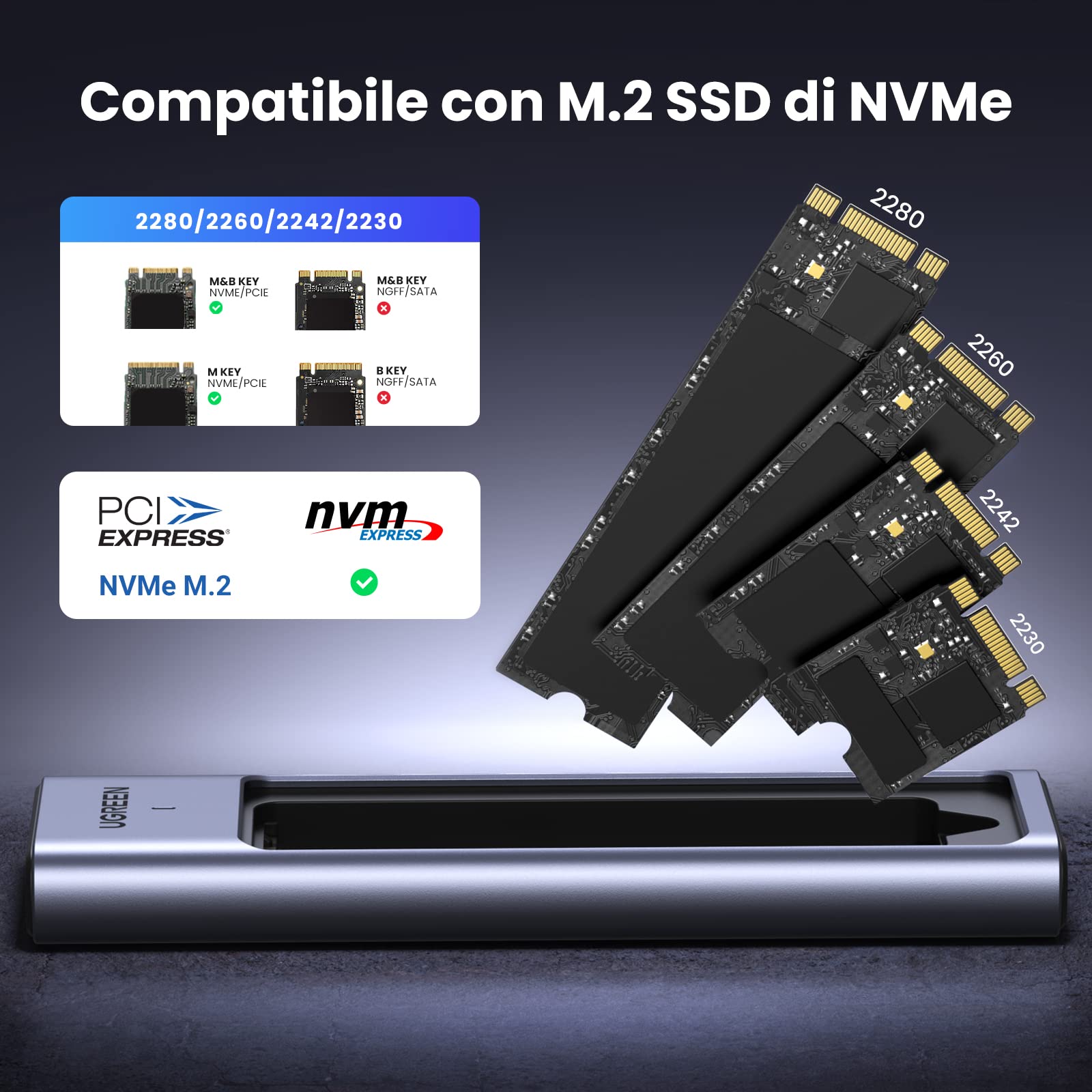 ugreen-case-esterno-ssd-m-2-nvme-pcie-usb-c-3-2-gen2-10gbps-fino-a-4tb image 2