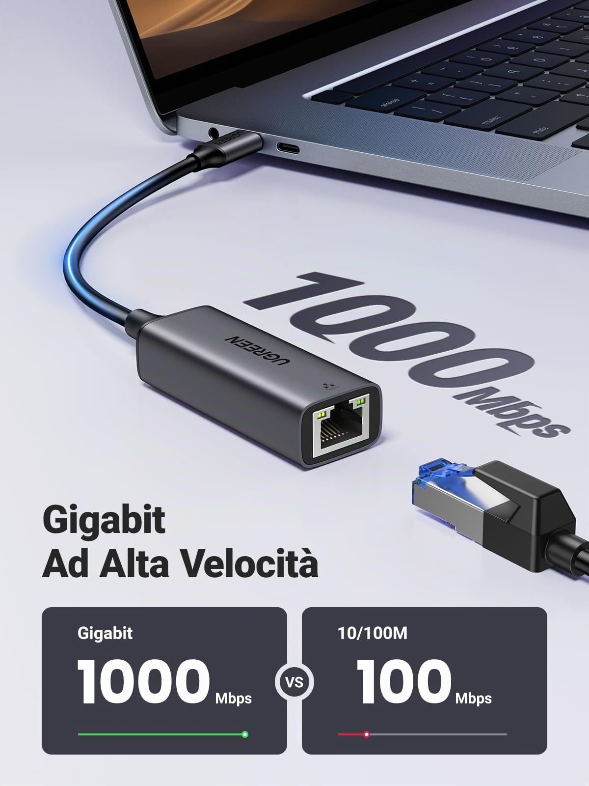 ugreen-adattatore-ethernet-usb-c-a-rj45-1000mbps-in-alluminio image 2