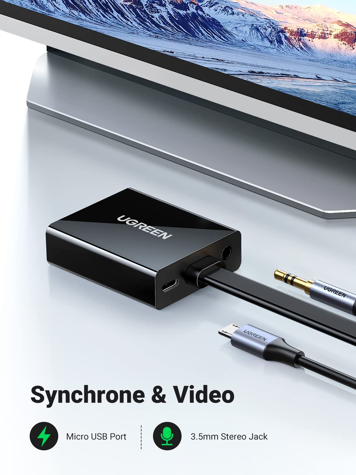ugreen-adattatore-hdmi-a-vga-attivo-1080p-con-audio-jack-3-5mm-nero image 7