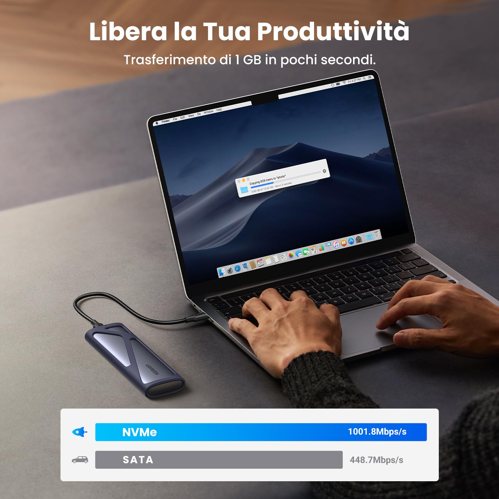 ugreen-case-esterno-m-2-nvme-sata-usb-c-3-2-gen2-10gbps-fino-a-2tb image 3