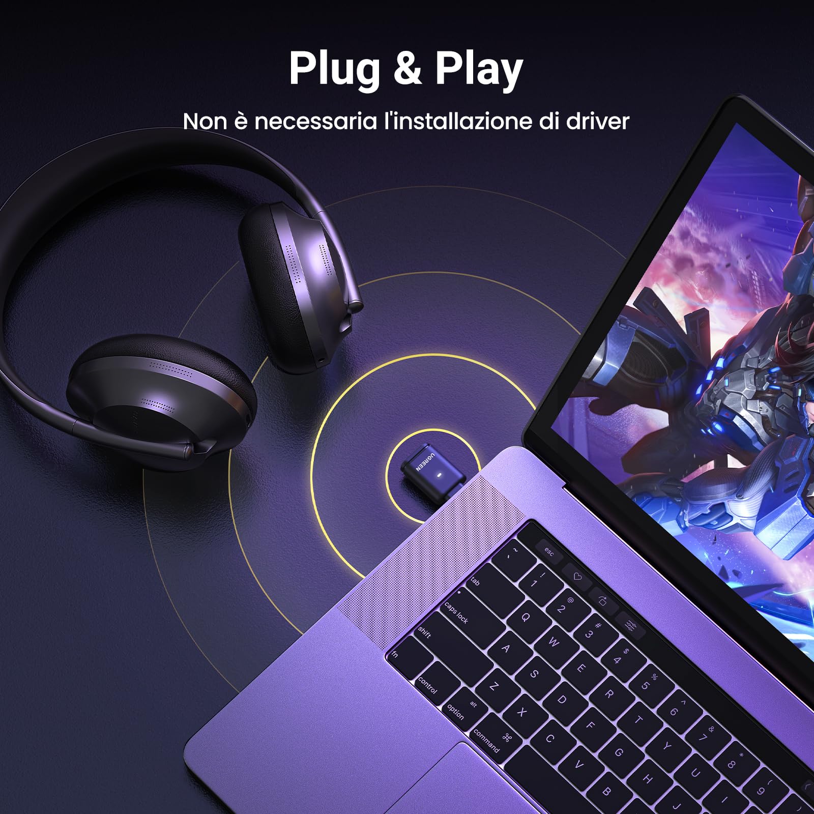 ugreen-trasmettitore-bluetooth-5-3-usb-c-aptx-adaptive-adattatore-audio-per-swit image 4