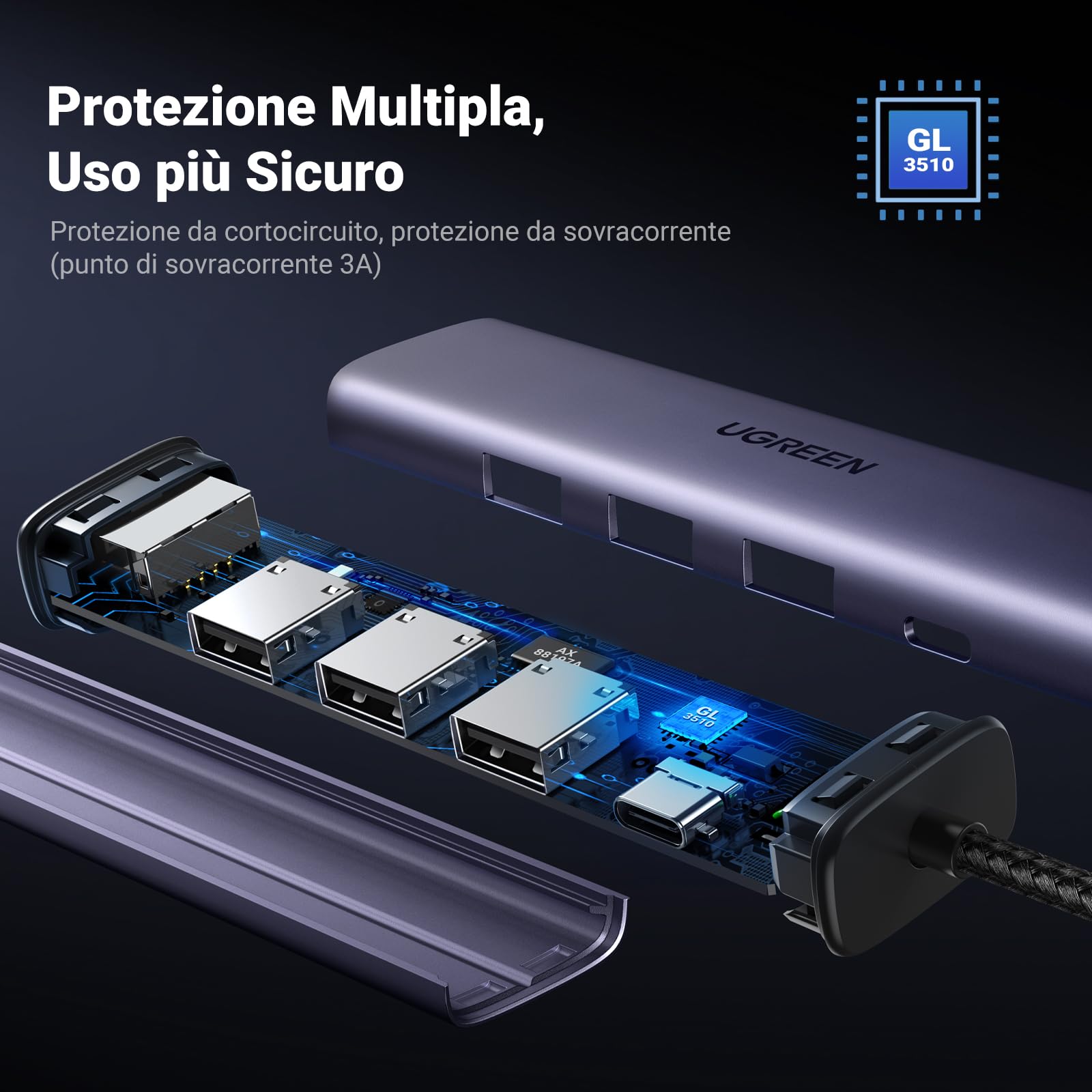 ugreen-hub-usb-3-0-ethernet-rj45-gigabit-5-in-1-in-alluminio image 7