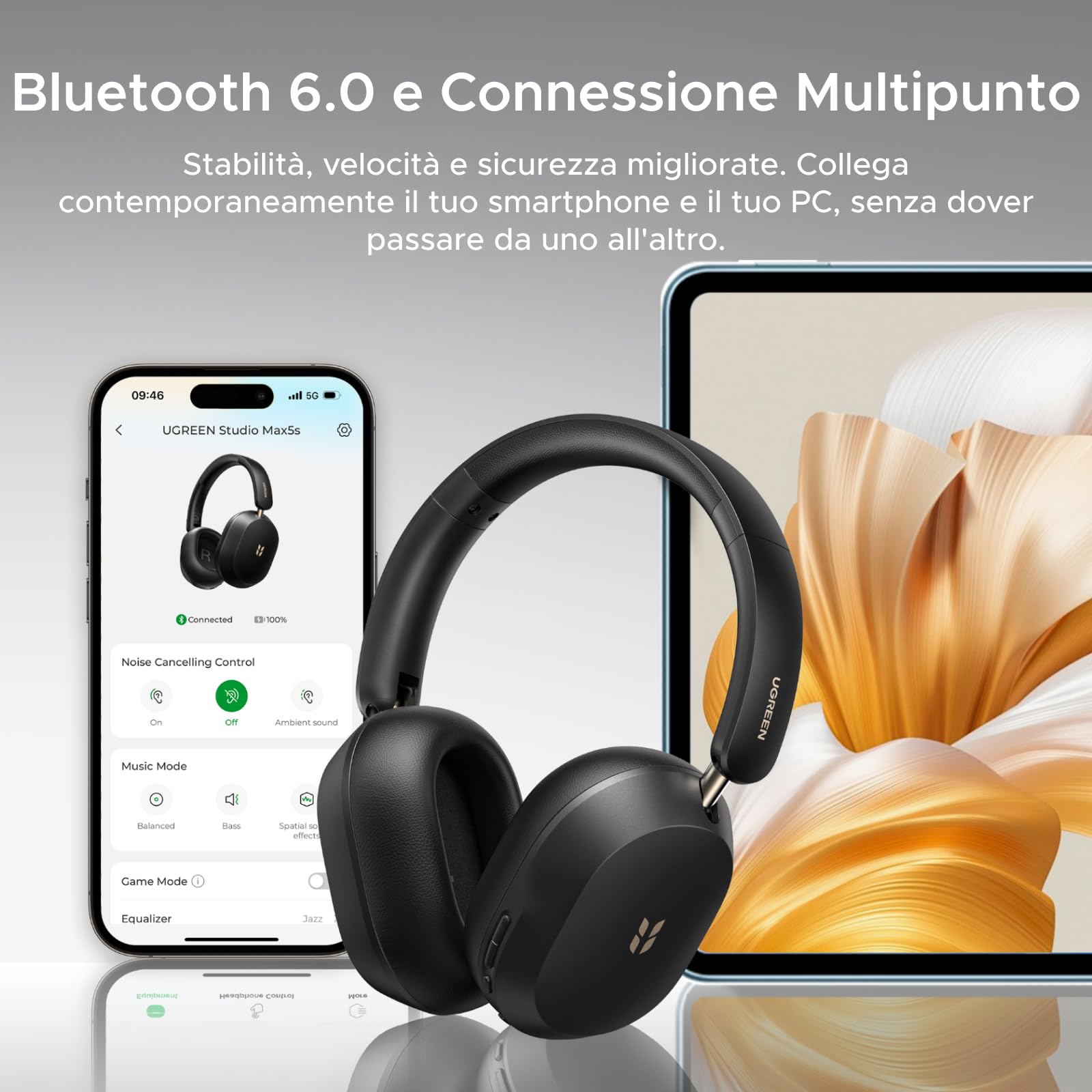 ugreen-hitune-max5s-cuffie-bluetooth-over-ear-anc-45db-hi-res-112-ore-nero image 6