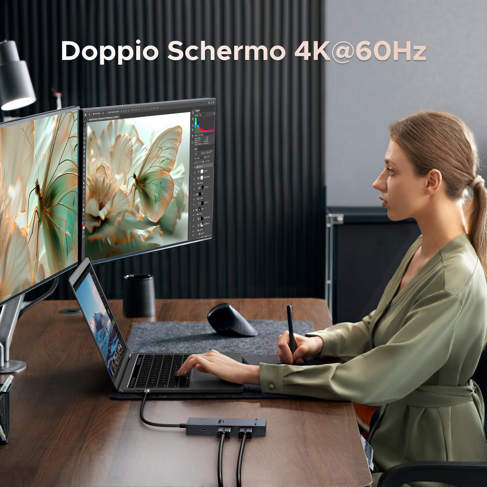 ugreen-revodok-pro-207-hub-usb-c-7-in-1-doppio-hdmi-4k60hz-100w image 3
