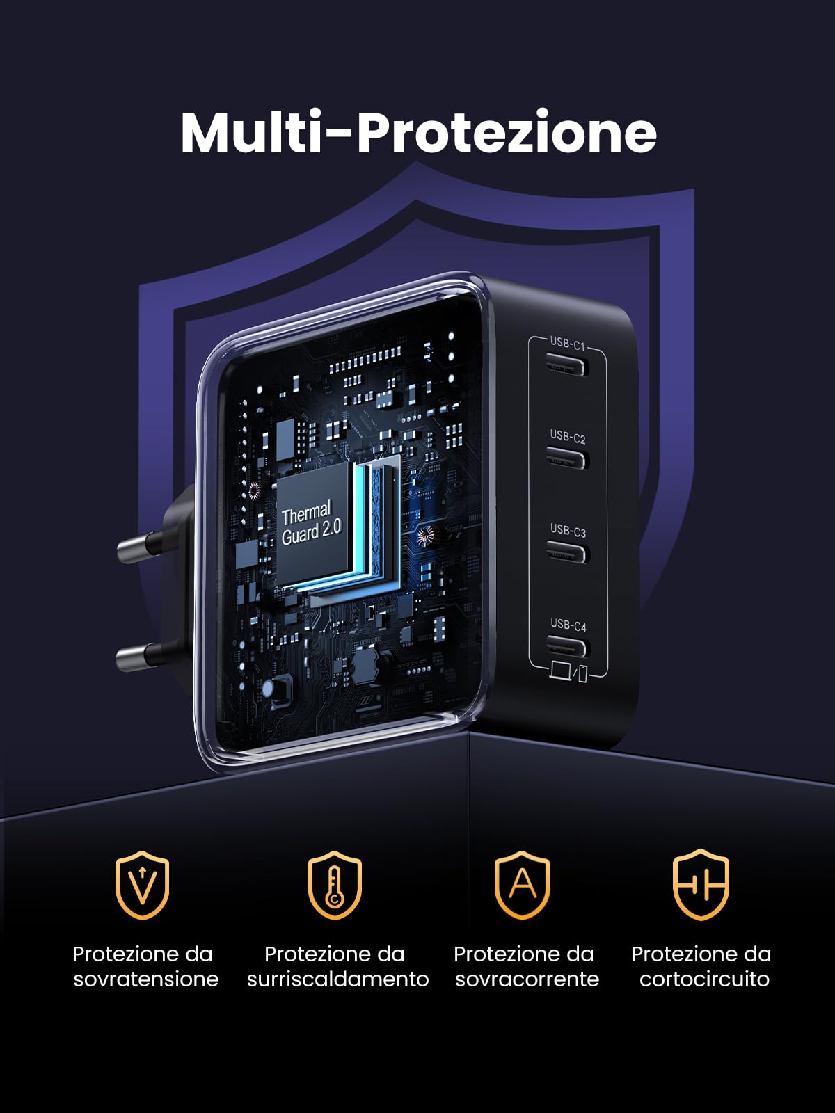 ugreen-nexode-100w-caricatore-usb-c-gan-4-porte-type-c-pd-3-0-e-pps-45w-per-macb image 8