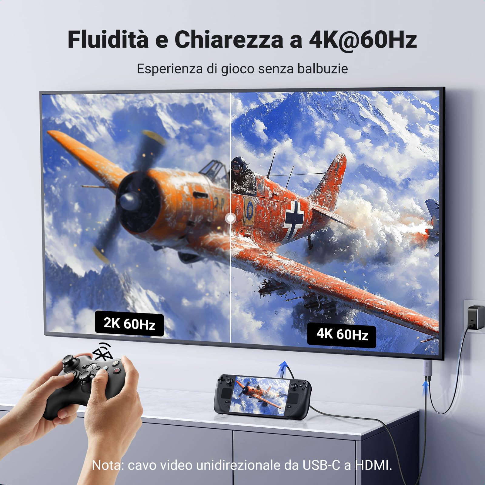 ugreen-cavo-usb-c-a-hdmi-4k-60hz-2m-con-pd-100w-thunderbolt-3-4-5-1440p144hz-e-1 image 2
