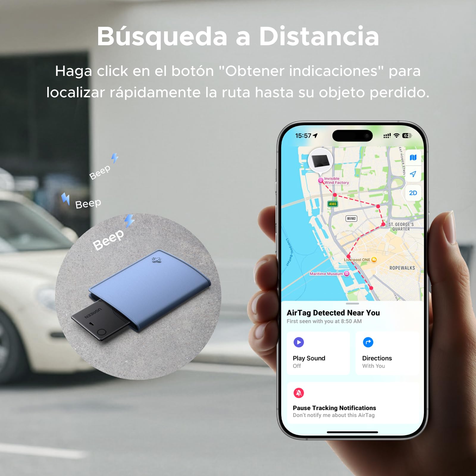 ugreen-finetrack-slim-finder-tag-sottile-per-apple-find-my-solo-ios-ricaricabile image 6