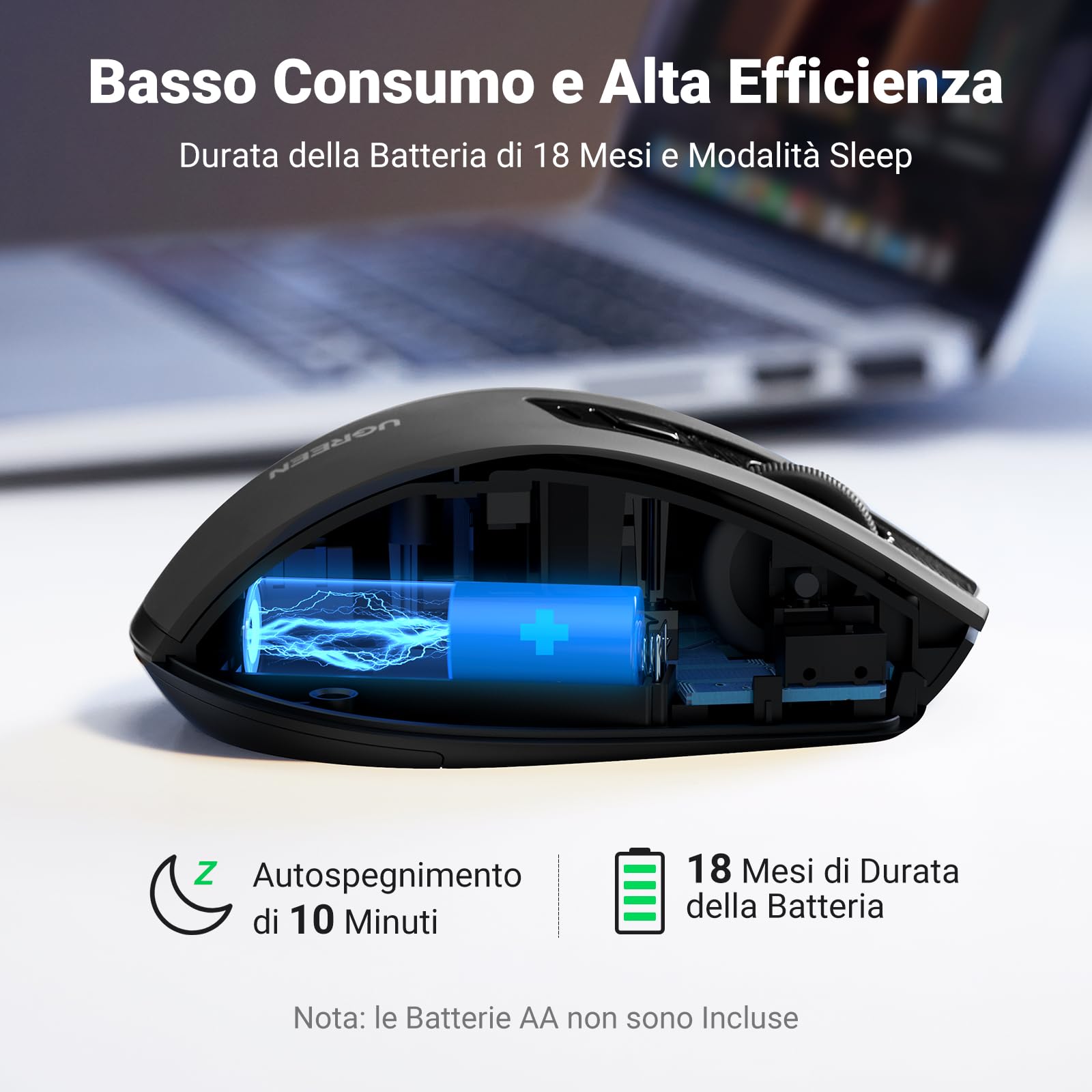 ugreen-mouse-wireless-2-4-ghz-ergonomico-silenzioso-4000-dpi-nero image 6