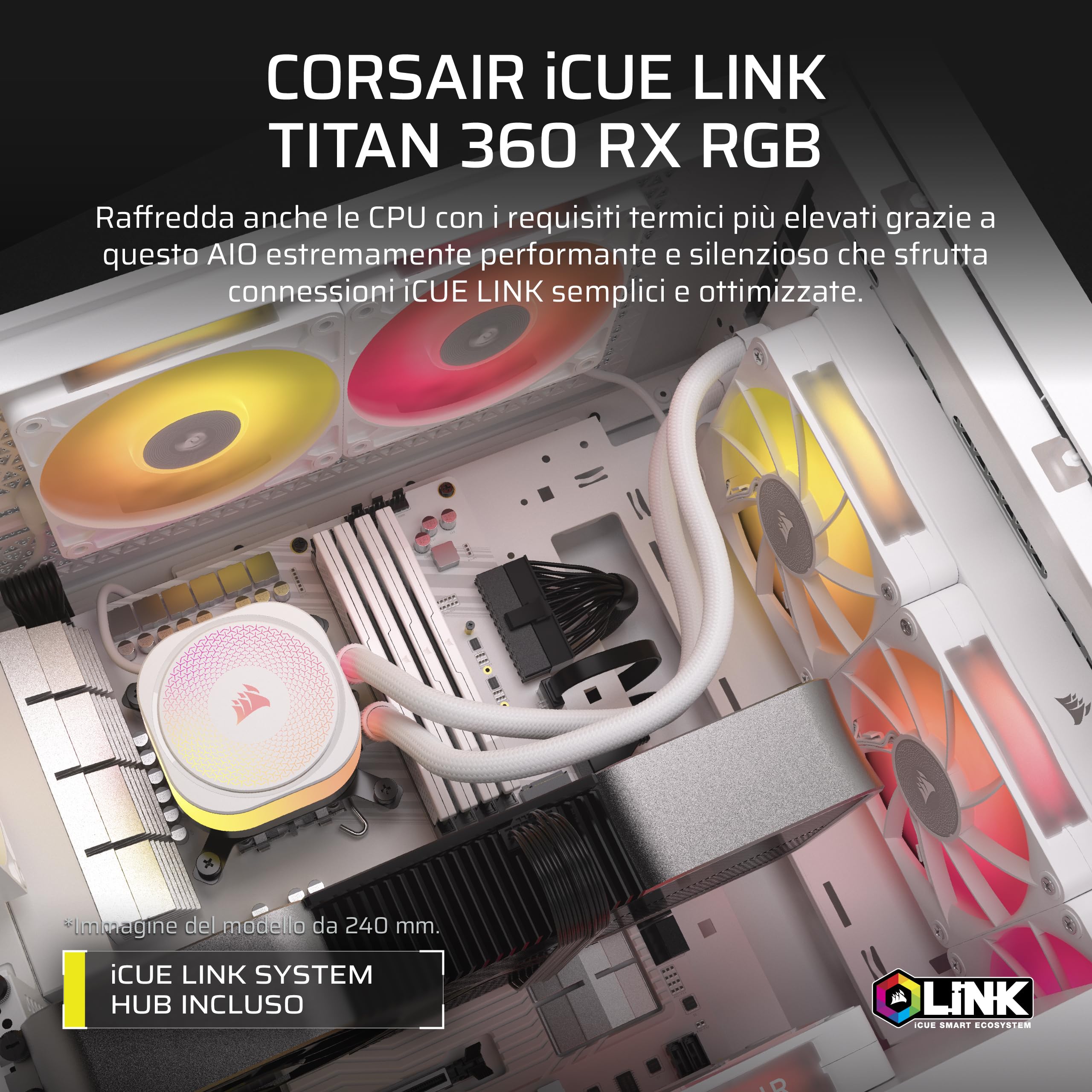 corsair-icue-link-titan-360-rx-rgb-dissipatore-liquido-360-mm-bianco image 2