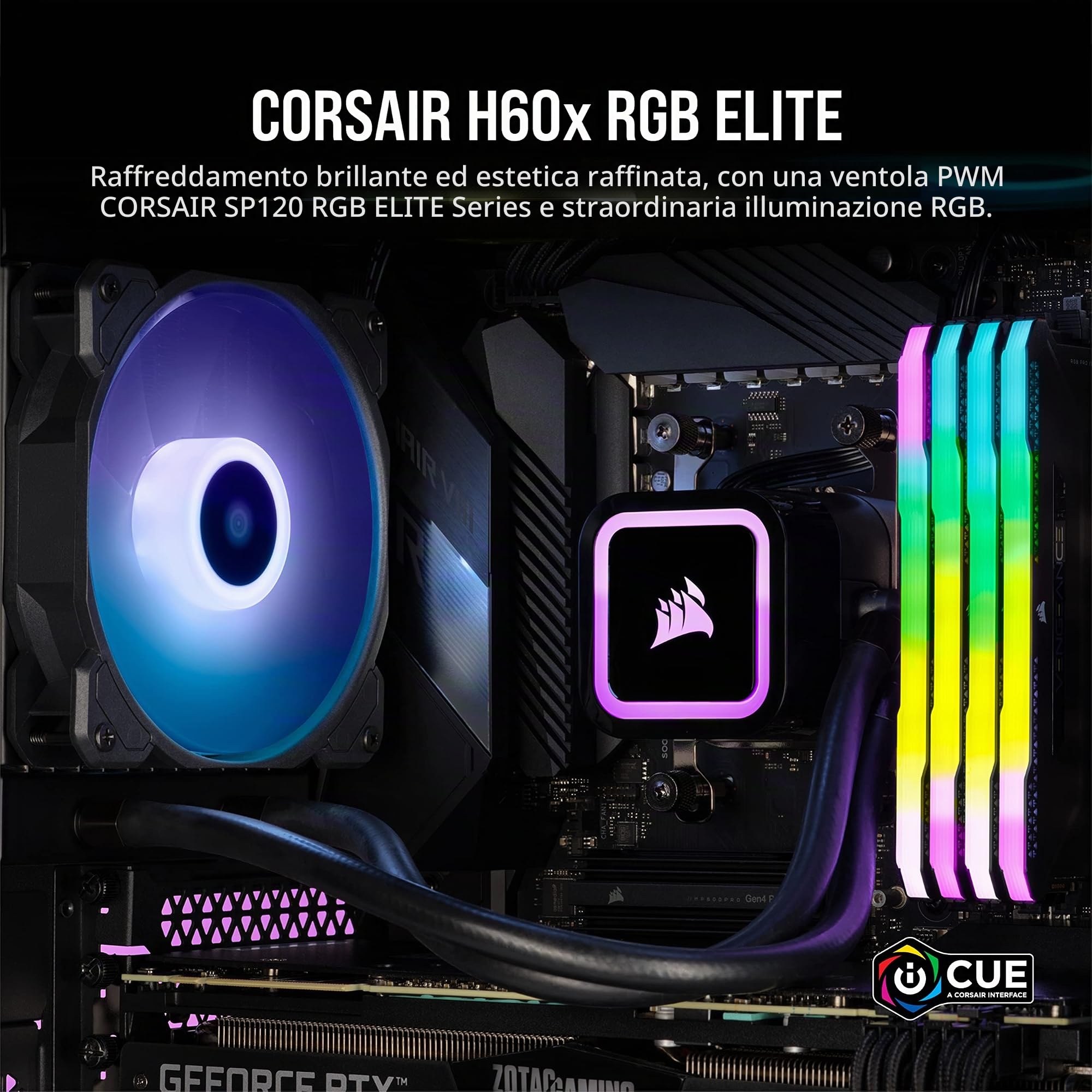 corsair-h60x-rgb-elite-dissipatore-a-liquido-cpu-120mm-nero image 2
