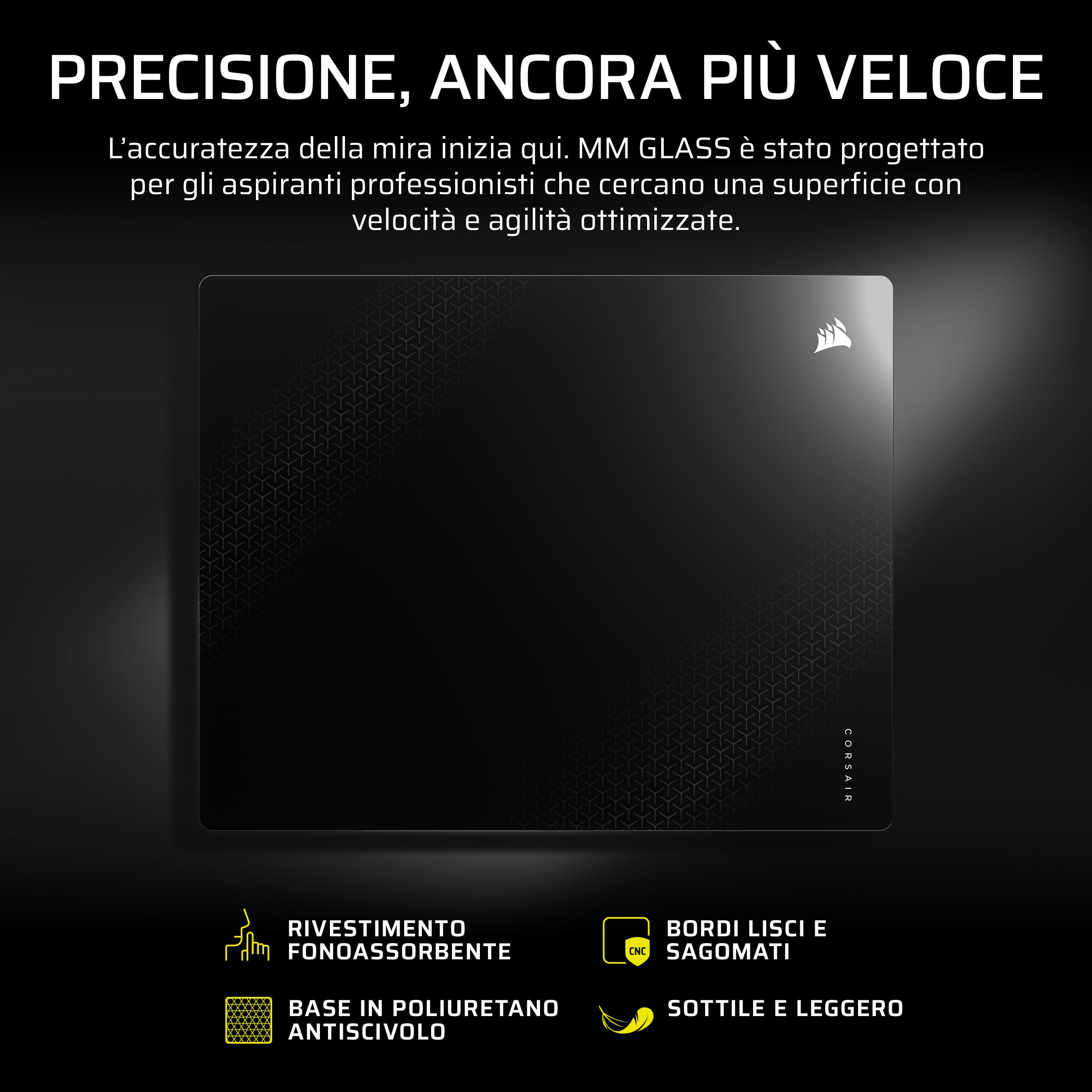 corsair-mm-glass-precision-large-tappetino-mouse-gaming-in-vetro-500-x-400-mm-ne image 2
