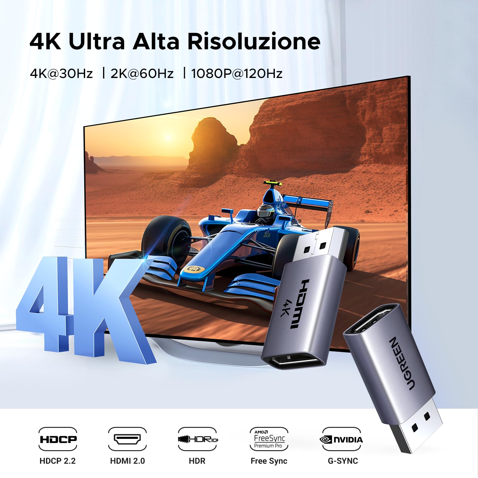 ugreen-adattatore-displayport-a-hdmi-4k-30hz-2-pezzi-convertitore-dp-maschio-a-h image 3