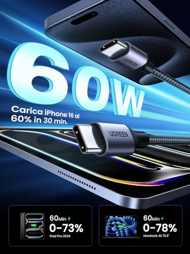 ugreen-cavo-usb-c-a-usb-c-60w-pd-3-0-nylon-intrecciato-1m image 8