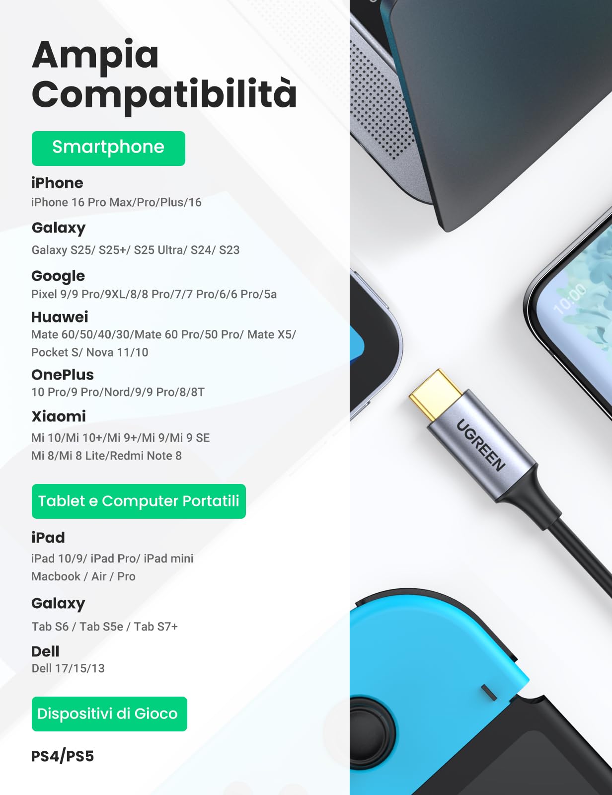 ugreen-cavo-usb-c-a-2-rca-maschio-con-chip-dac-audio-stereo-16bit-48khz-1-5-m-al image 5