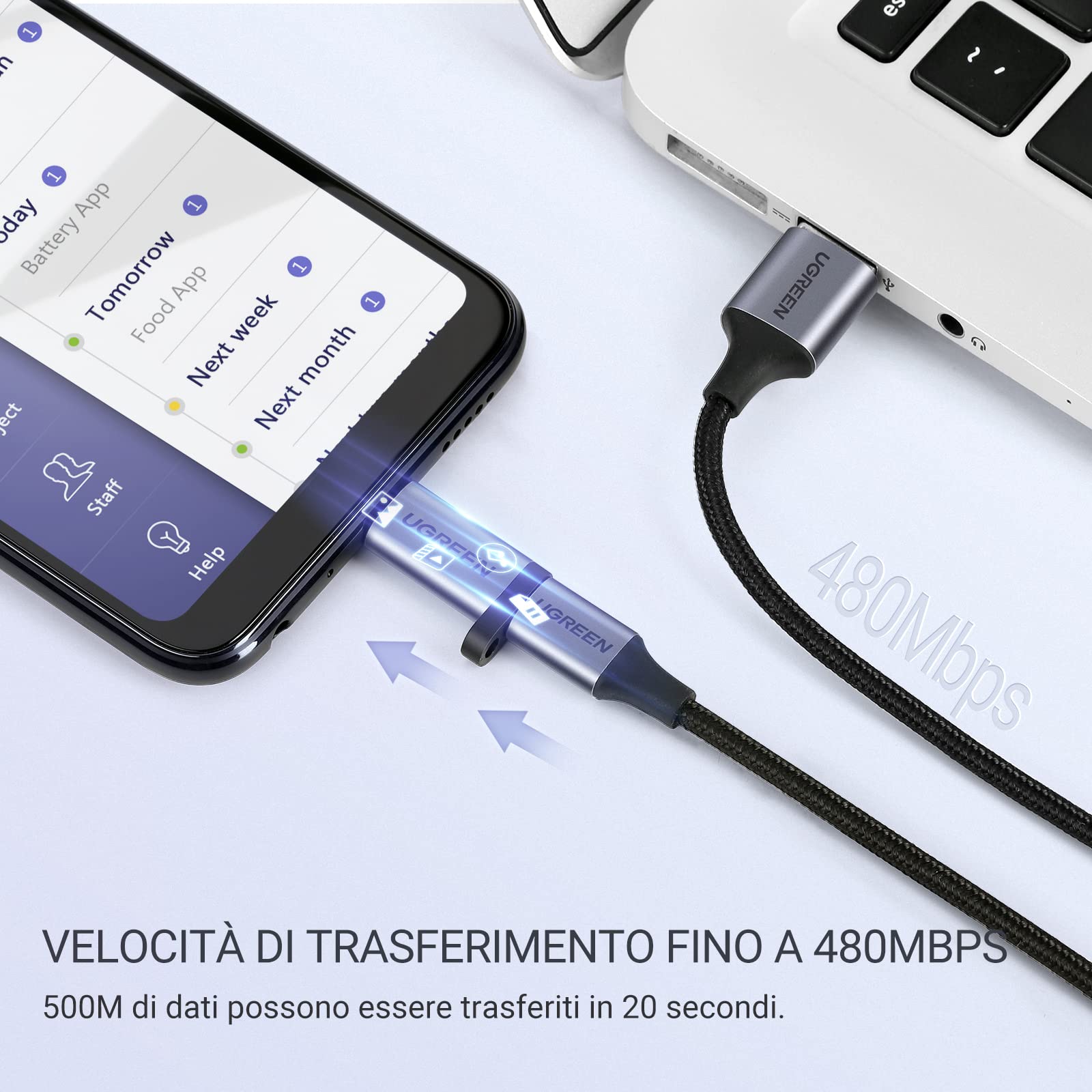 ugreen-adattatore-micro-usb-a-usb-c-con-ricarica-rapida-qc-confezione-da-2 image 6