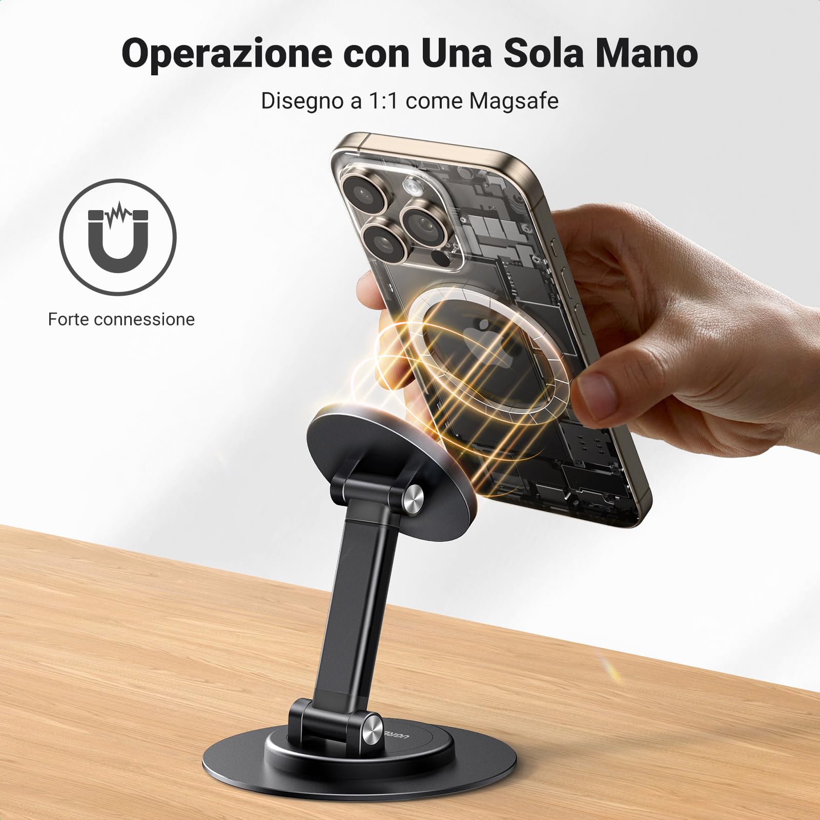 ugreen-supporto-magnetico-da-tavolo-per-iphone-magsafe-nero image 3