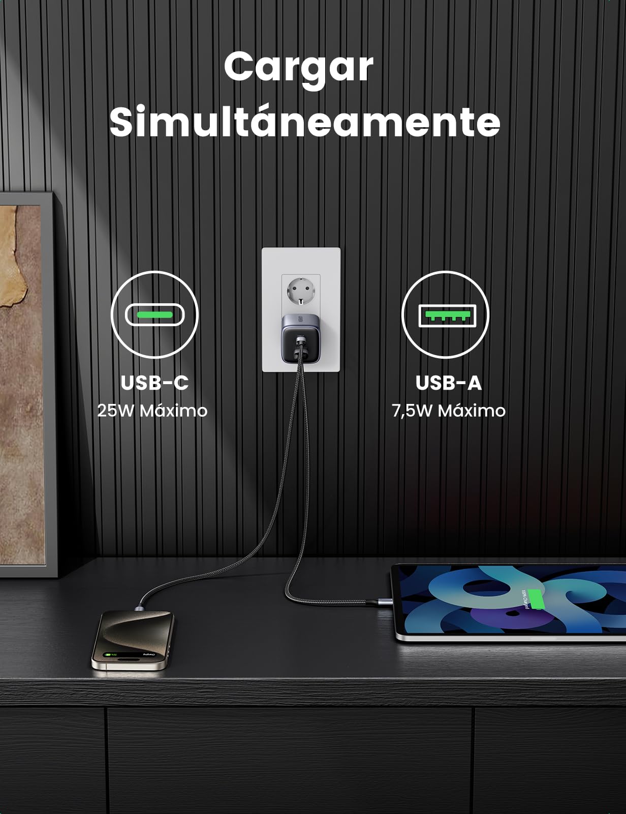 ugreen-nexode-caricatore-auto-usb-c-gan-35w-usb-a-22-5w image 3