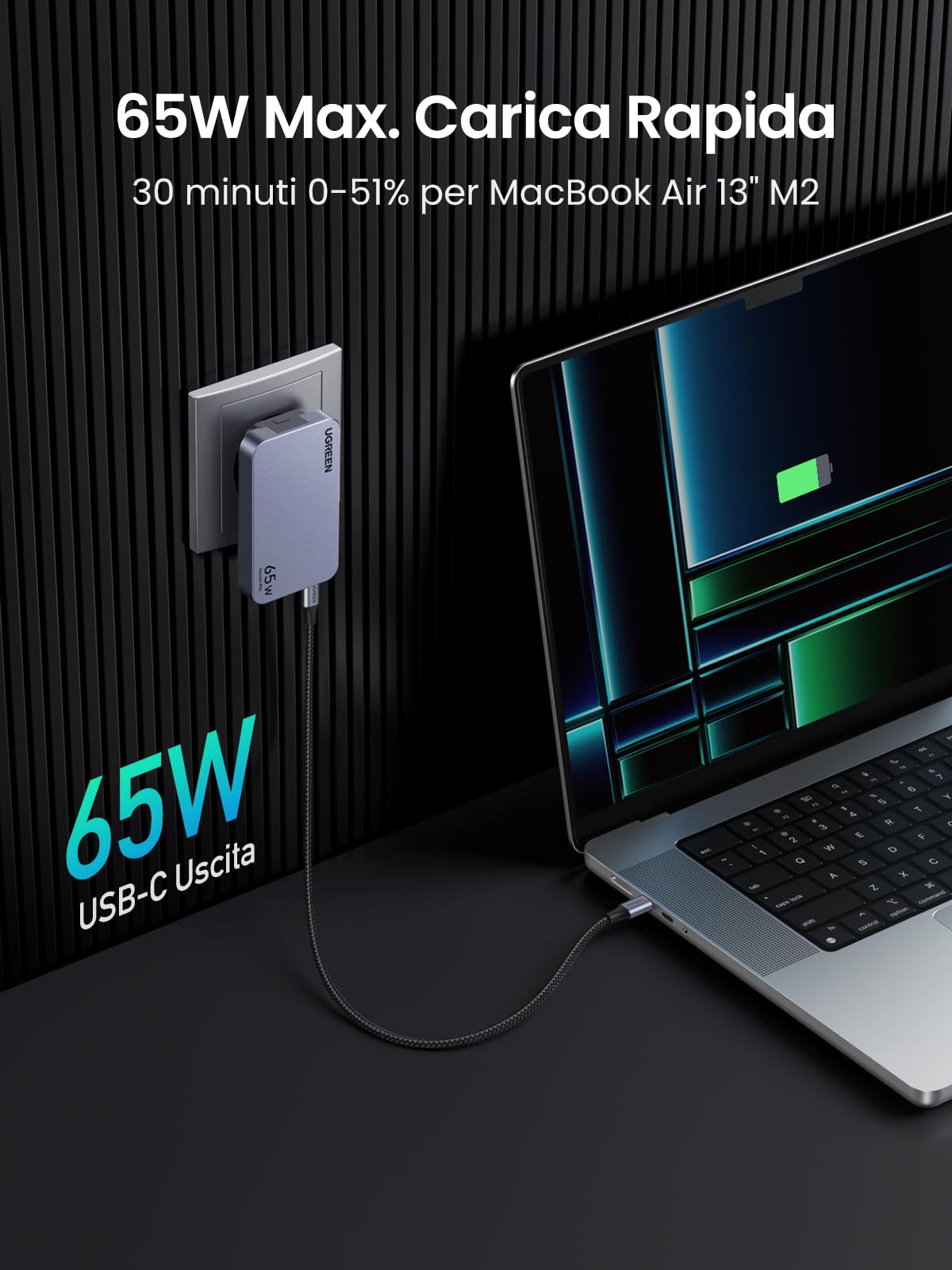 ugreen-nexode-air-65w-caricatore-usb-c-ultra-sottile-da-viaggio-3-porte-pd-3-0-p image 3