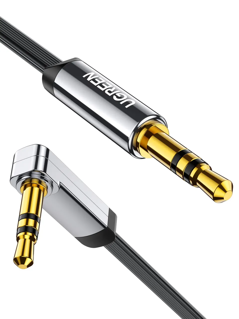 ugreen-cavo-aux-jack-3-5mm-angolo-90-piatto-0-5m-nero image 1
