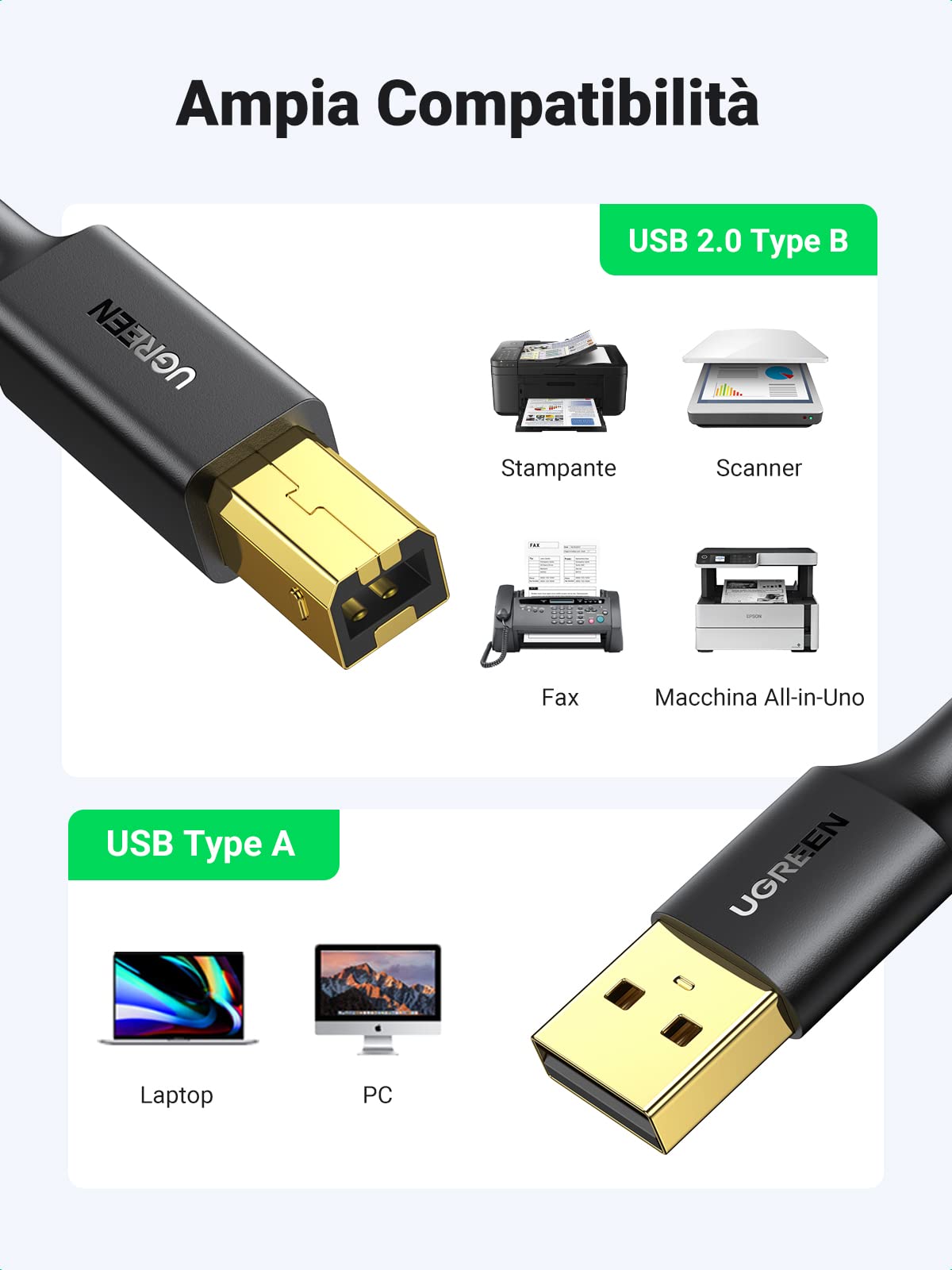 ugreen-cavo-stampante-usb-2-0-a-a-b-maschio-1-5m-480mbps image 3
