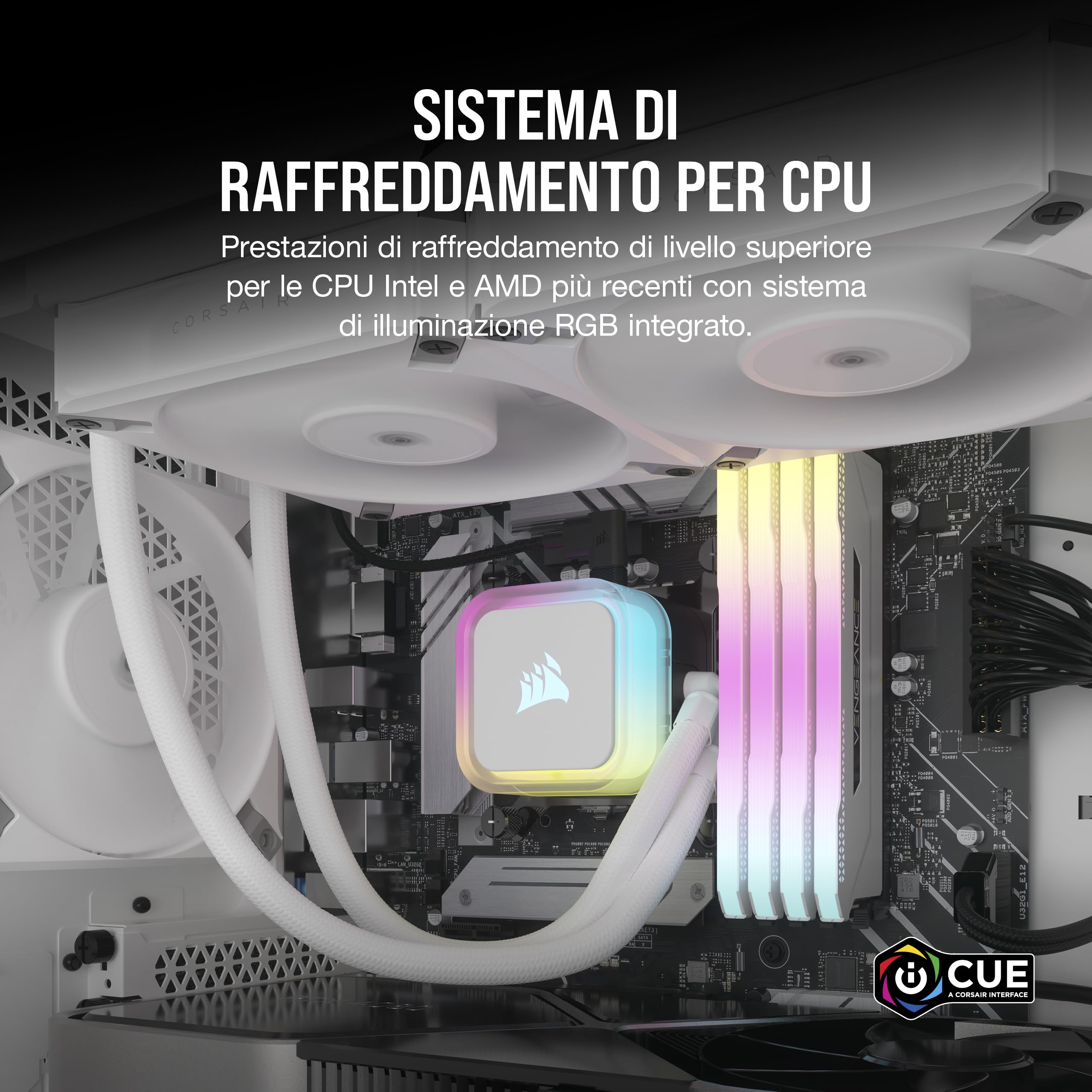 corsair-h100i-rgb-elite-dissipatore-a-liquido-cpu-aio-240mm-bianco image 3