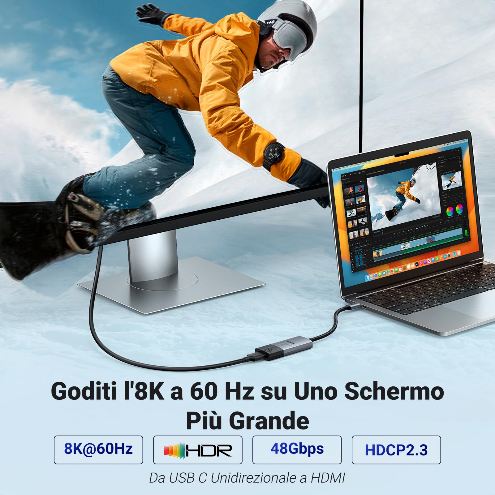 ugreen-adattatore-usb-c-a-hdmi-2-1-8k60hz-4k240hz-nylon-alluminio image 2