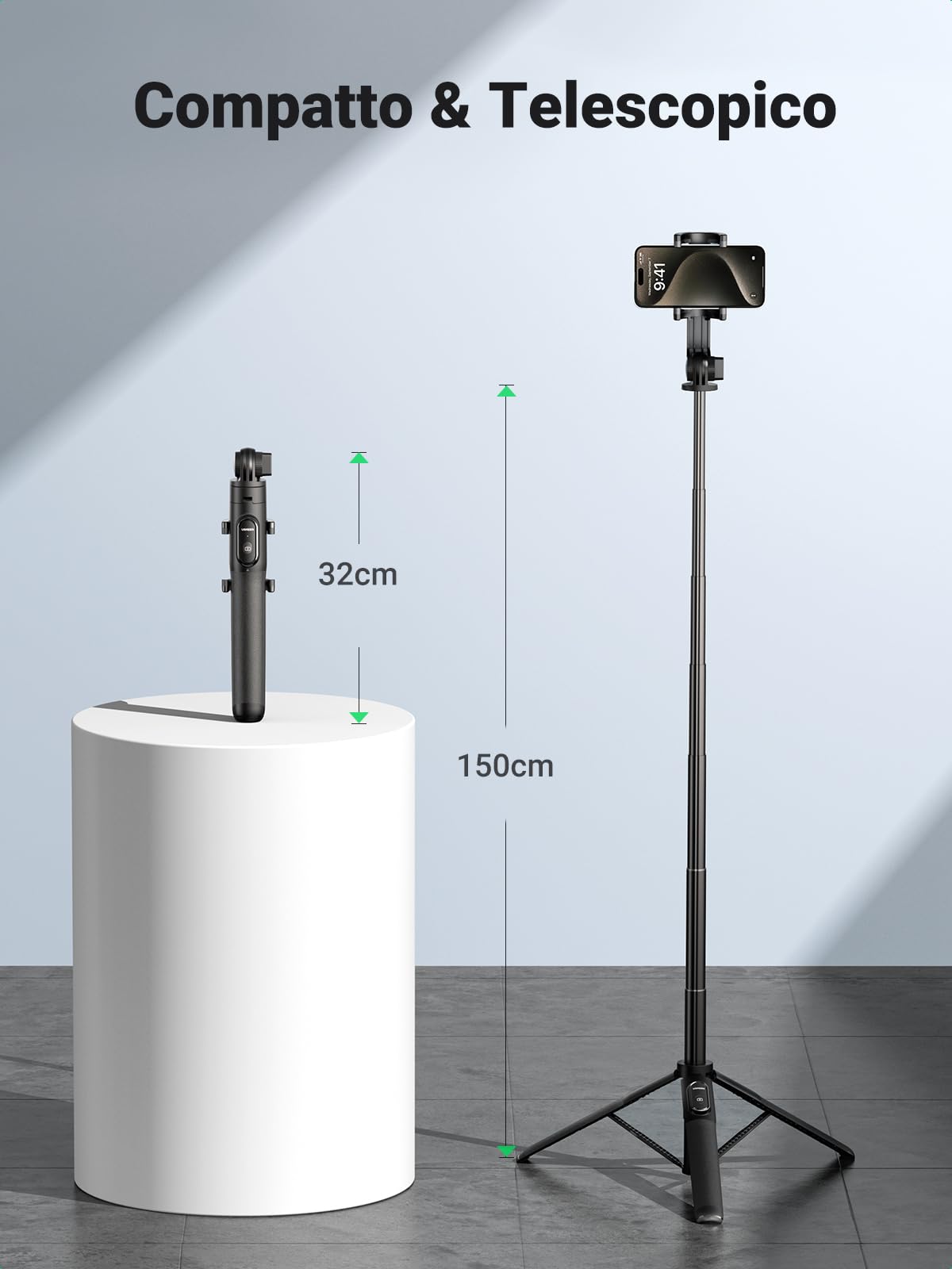 ugreen-treppiede-selfie-stick-bluetooth-3-in-1-estensibile-150-cm-con-telecomand image 5