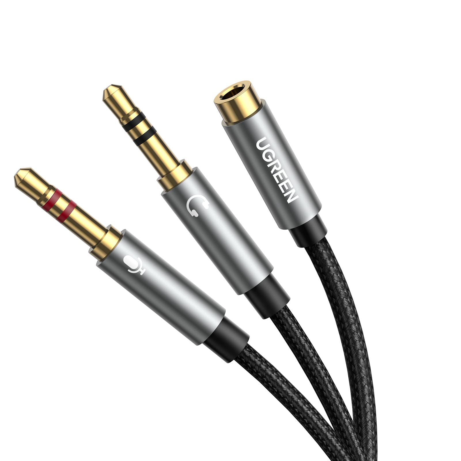 ugreen-sdoppiatore-audio-2-in-1-jack-3-5mm-cavo-adattatore-cuffie-microfono-20cm image 1