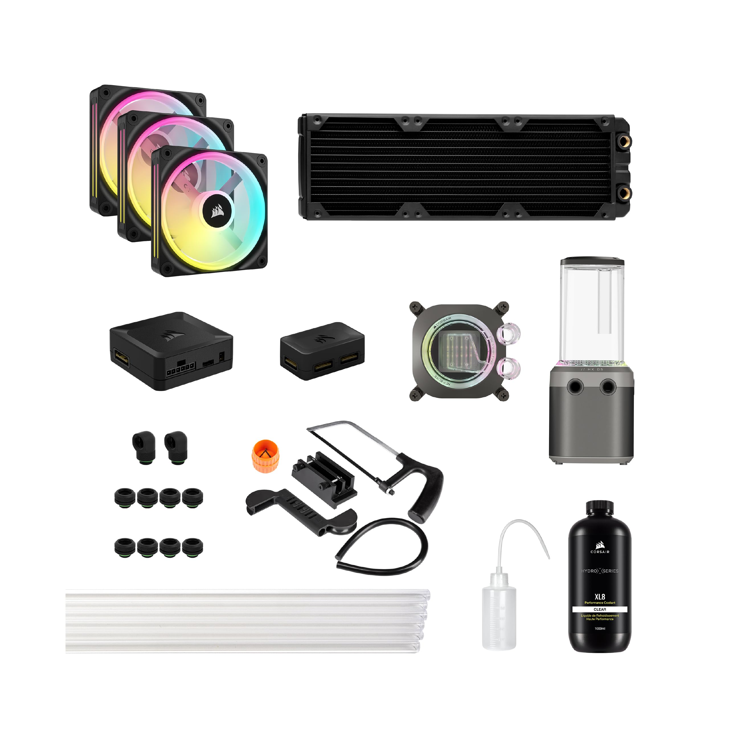 corsair-hydro-x-series-icue-link-xh405i-kit-custom-loop-360-mm-grigio-acciaio image 1