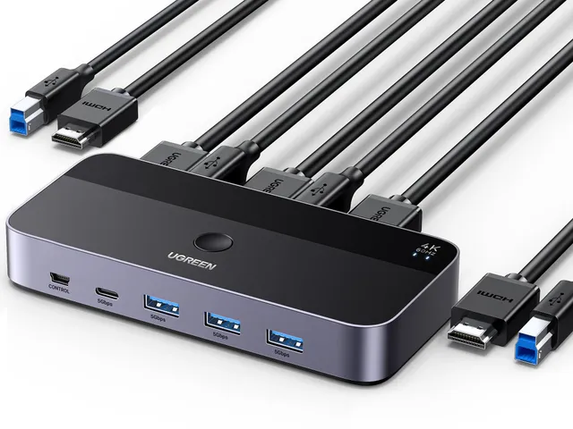 ugreen-switch-kvm-hdmi-4k-60hz-2-ingressi-1-uscita-con-hub-usb-3-0-5gbps image 1