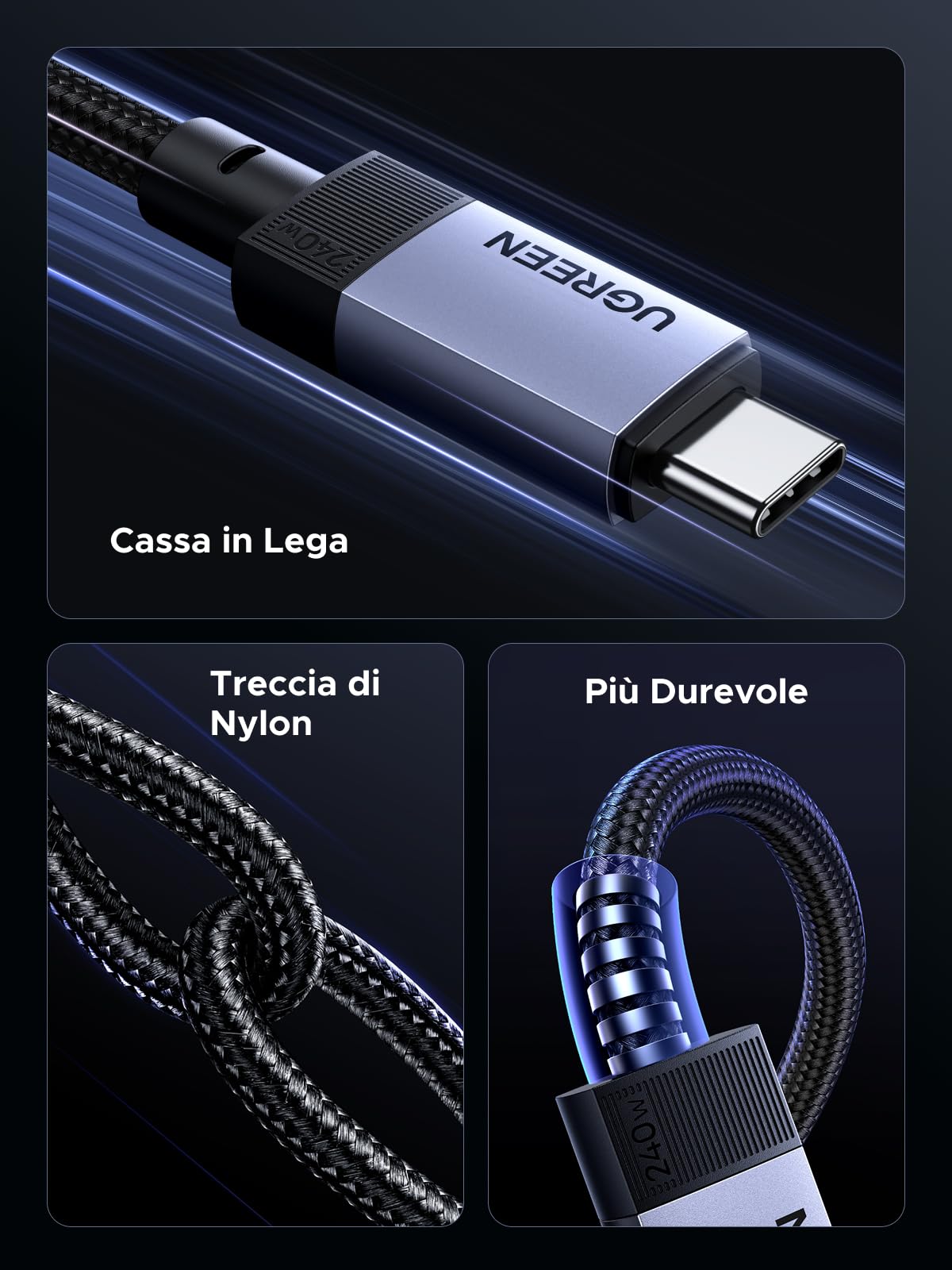 ugreen-nexode-cavo-usb4-gen4-40gbps-8k-60hz-240w-pd-3-1-type-c-1m-nylon image 6